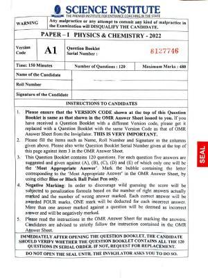 KEAM Paper I 2022 Question Paper