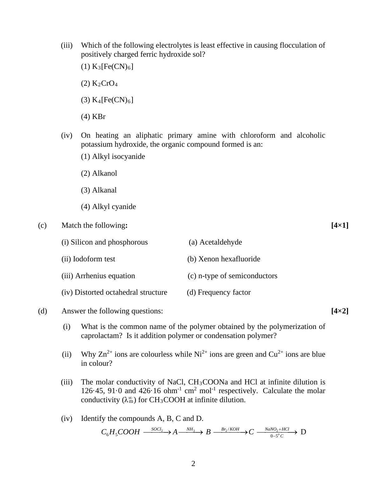 ISC Class 12 2020 Chemistry Question Paper Solutions - Page 7