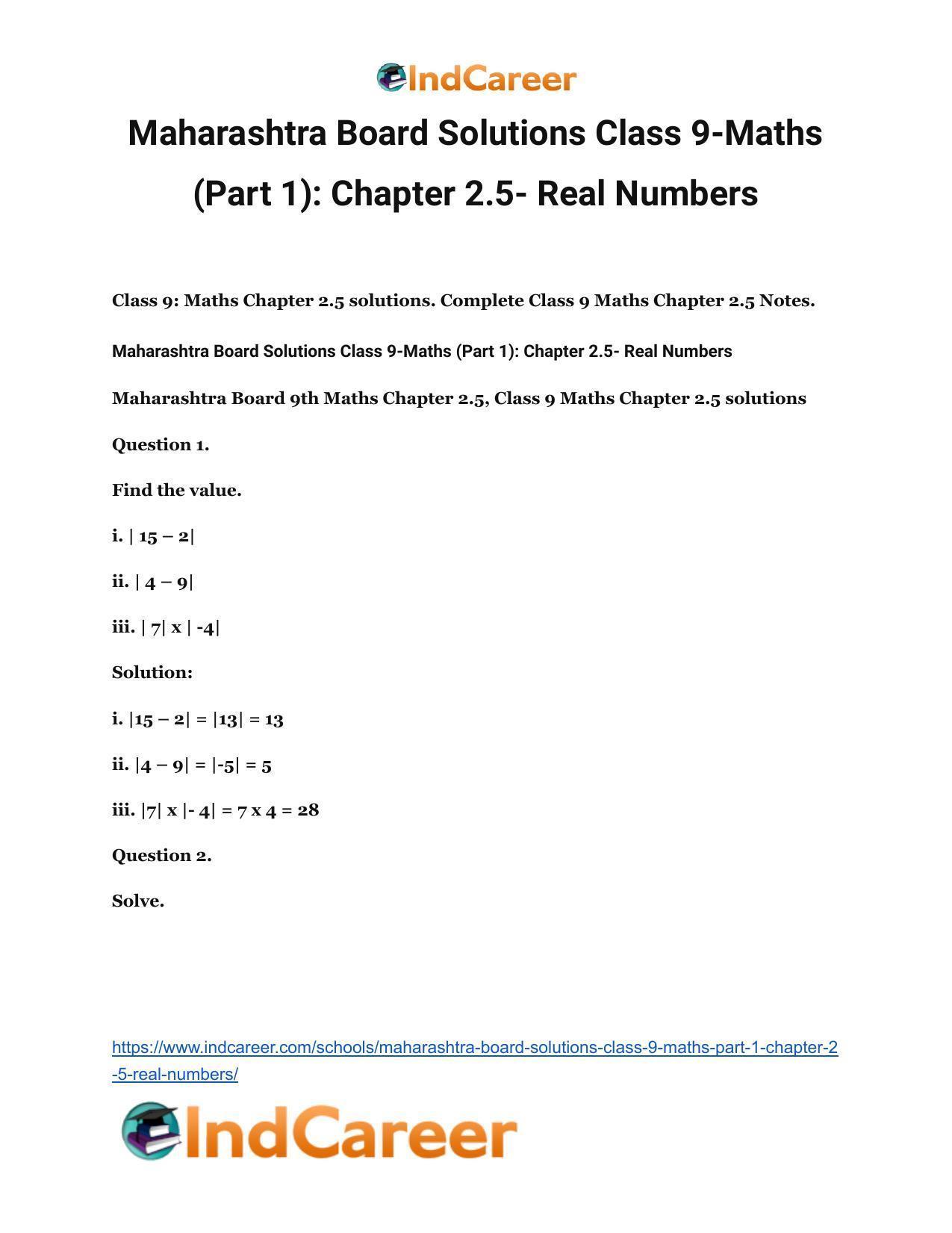 Maharashtra Board Solutions Class 9-Maths (Part 1): Chapter 2.5- Real Numbers - Page 2