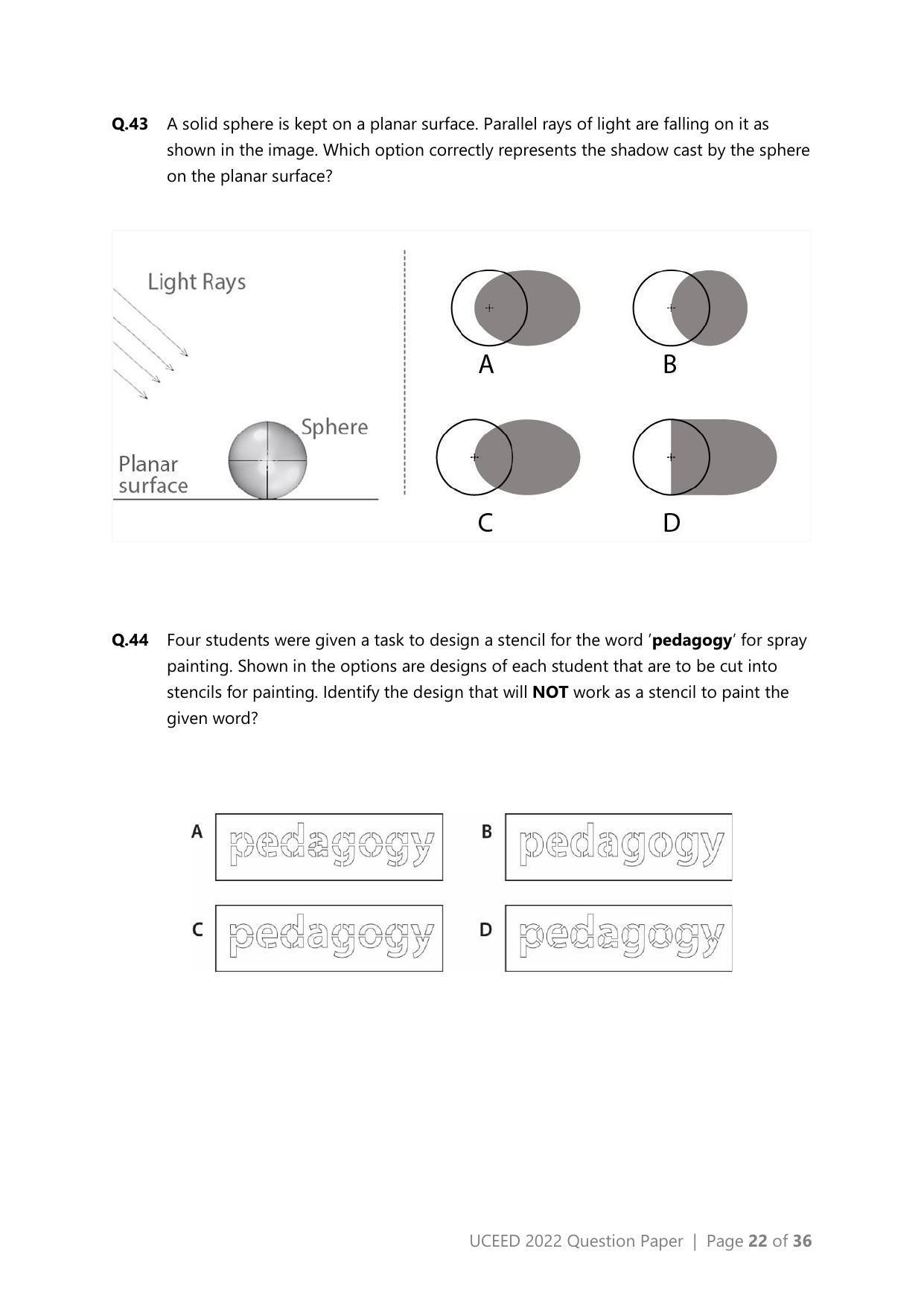 UCEED 2022 Question Paper - Page 22