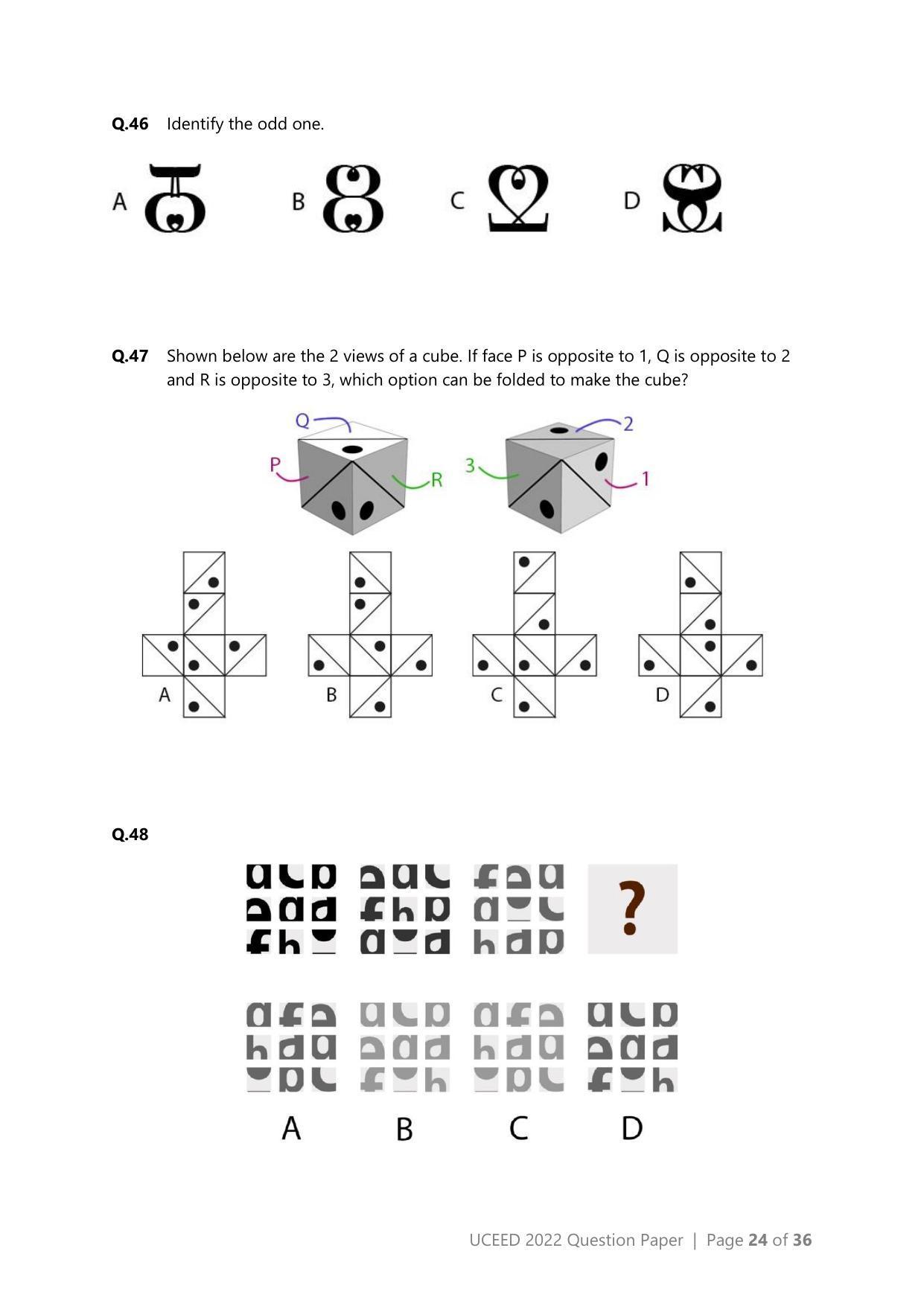 UCEED 2022 Question Paper - Page 24