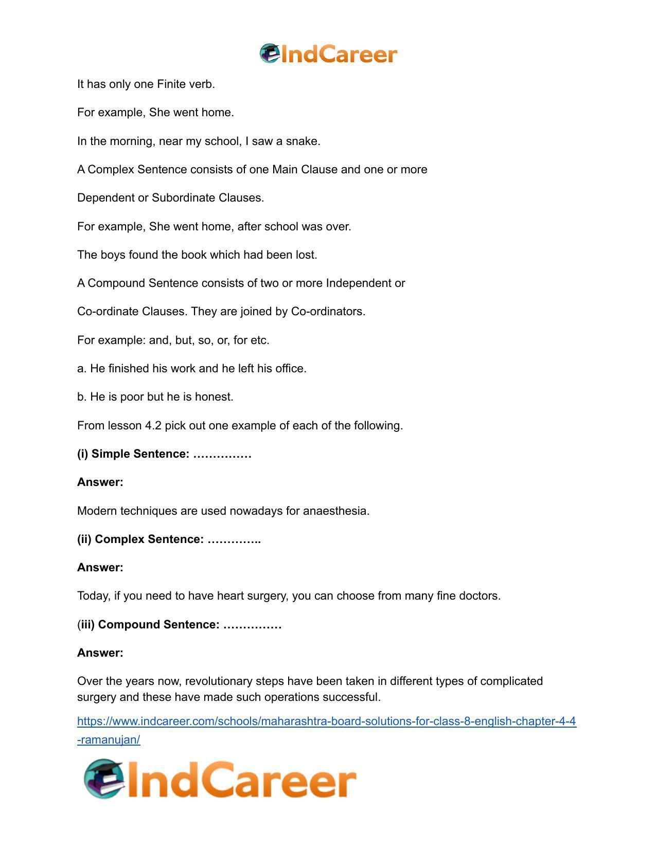 Maharashtra Board Solutions for Class 8- English: Chapter 4.4- Ramanujan - Page 3