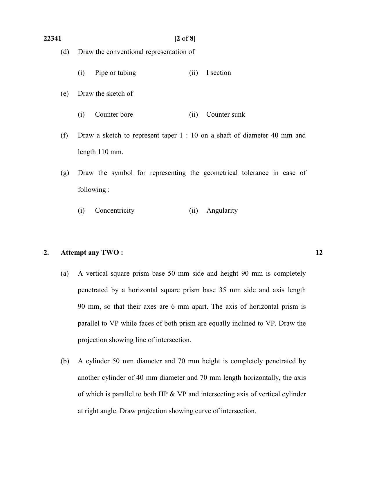 MSBTE Question Paper - 2019 - Mechanical working Drawing - Page 2
