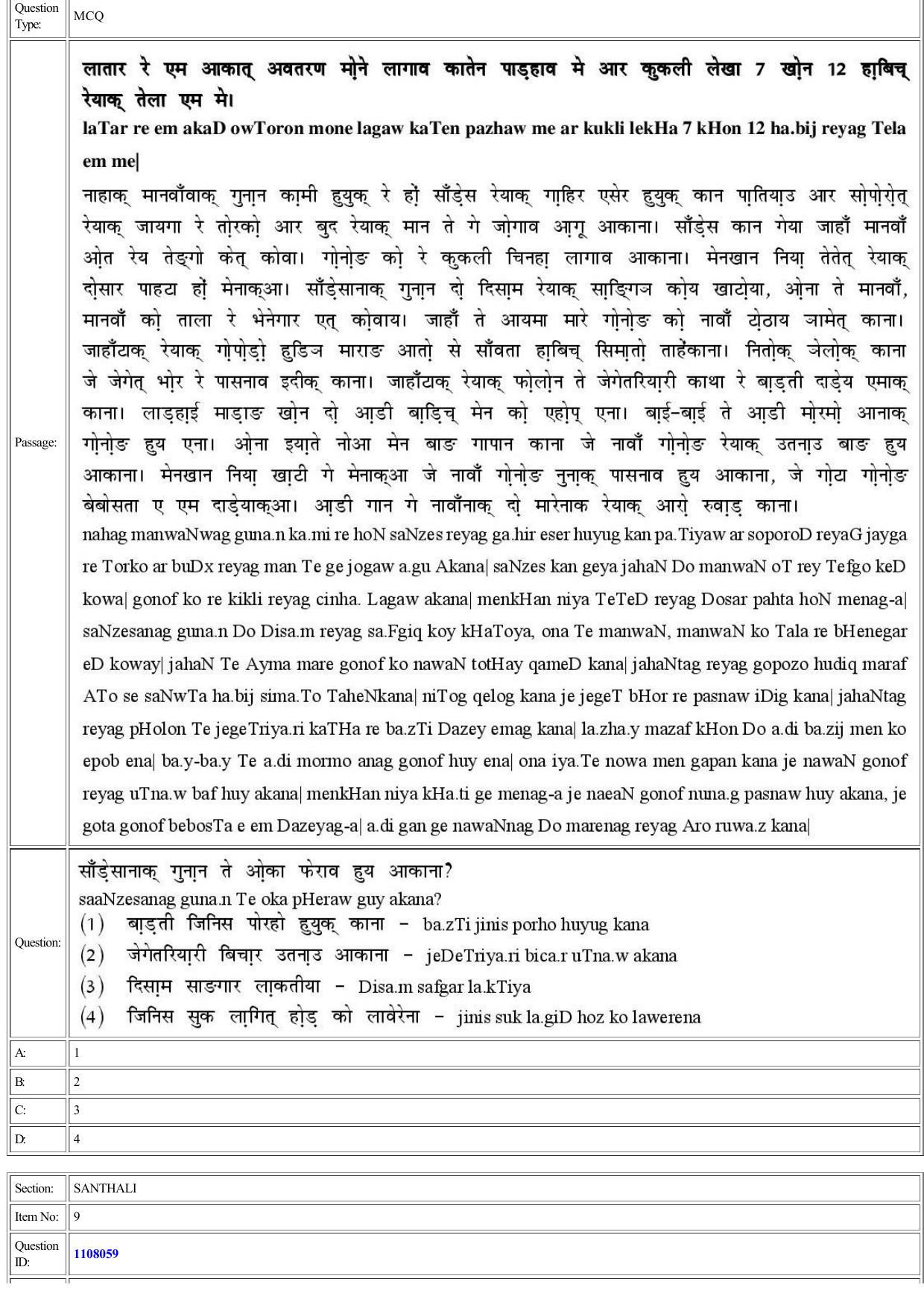 CUET 2022 Question Paper of Sanskrit Santhali - Page 8