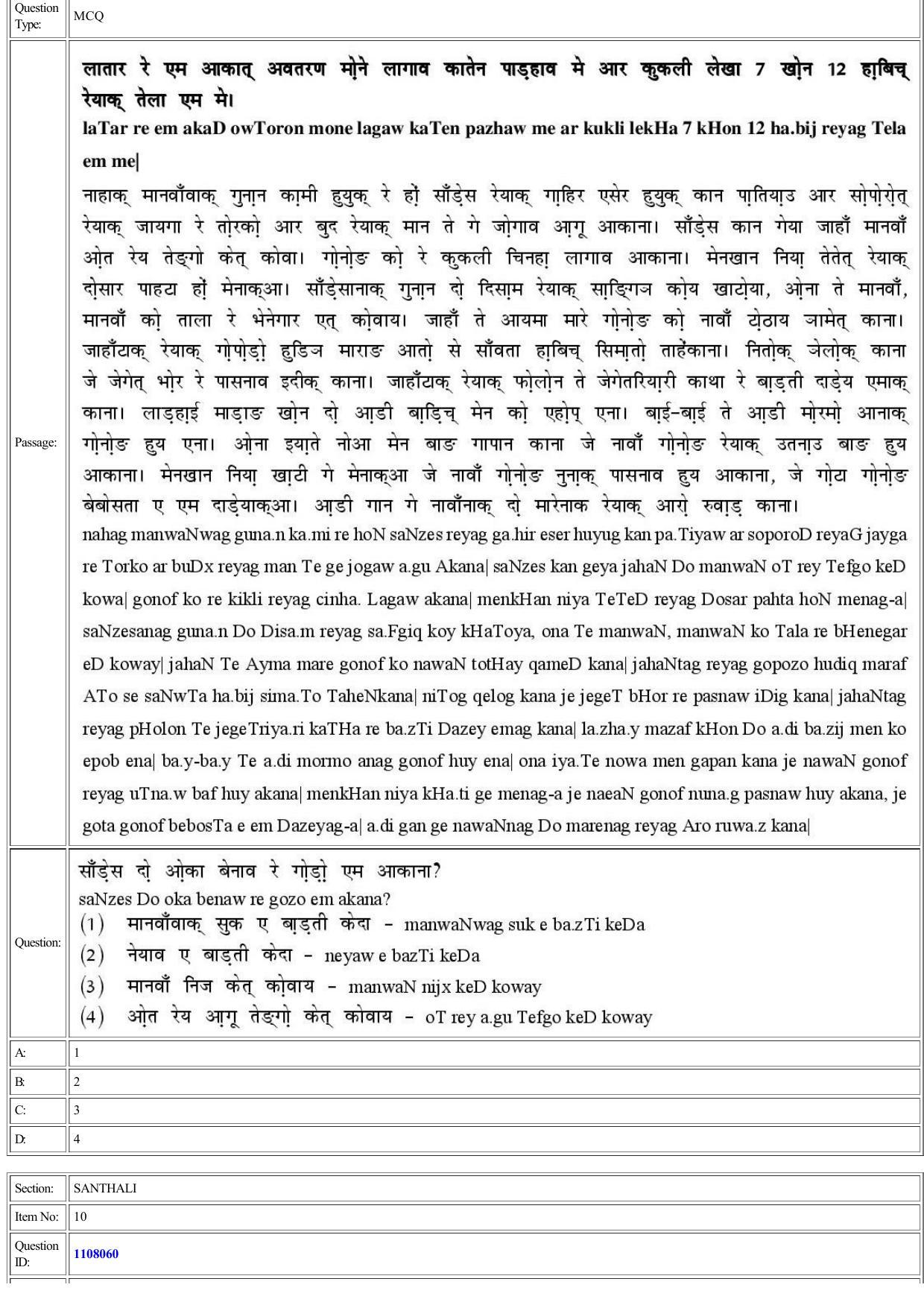 CUET 2022 Question Paper of Sanskrit Santhali - Page 9
