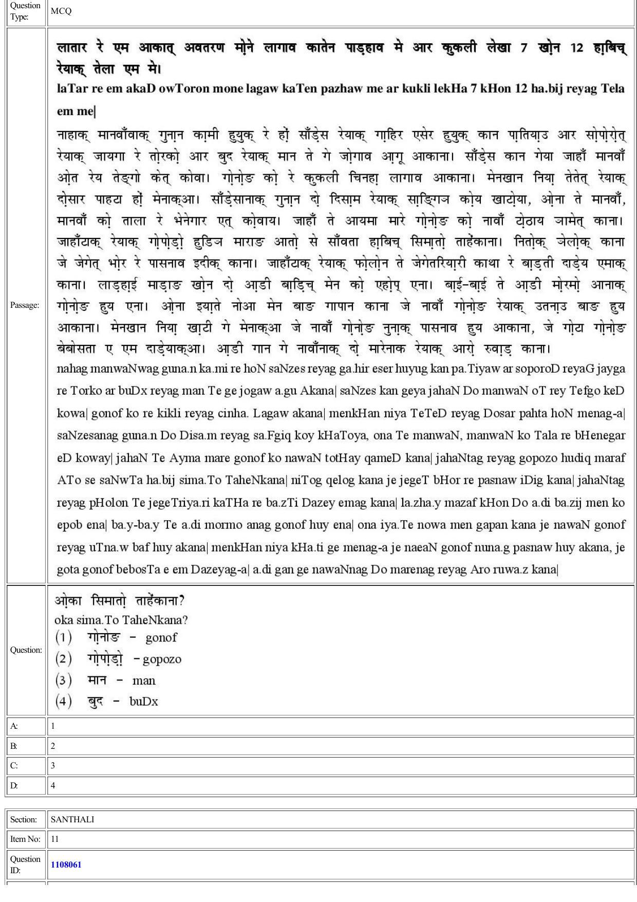 CUET 2022 Question Paper of Sanskrit Santhali - Page 10