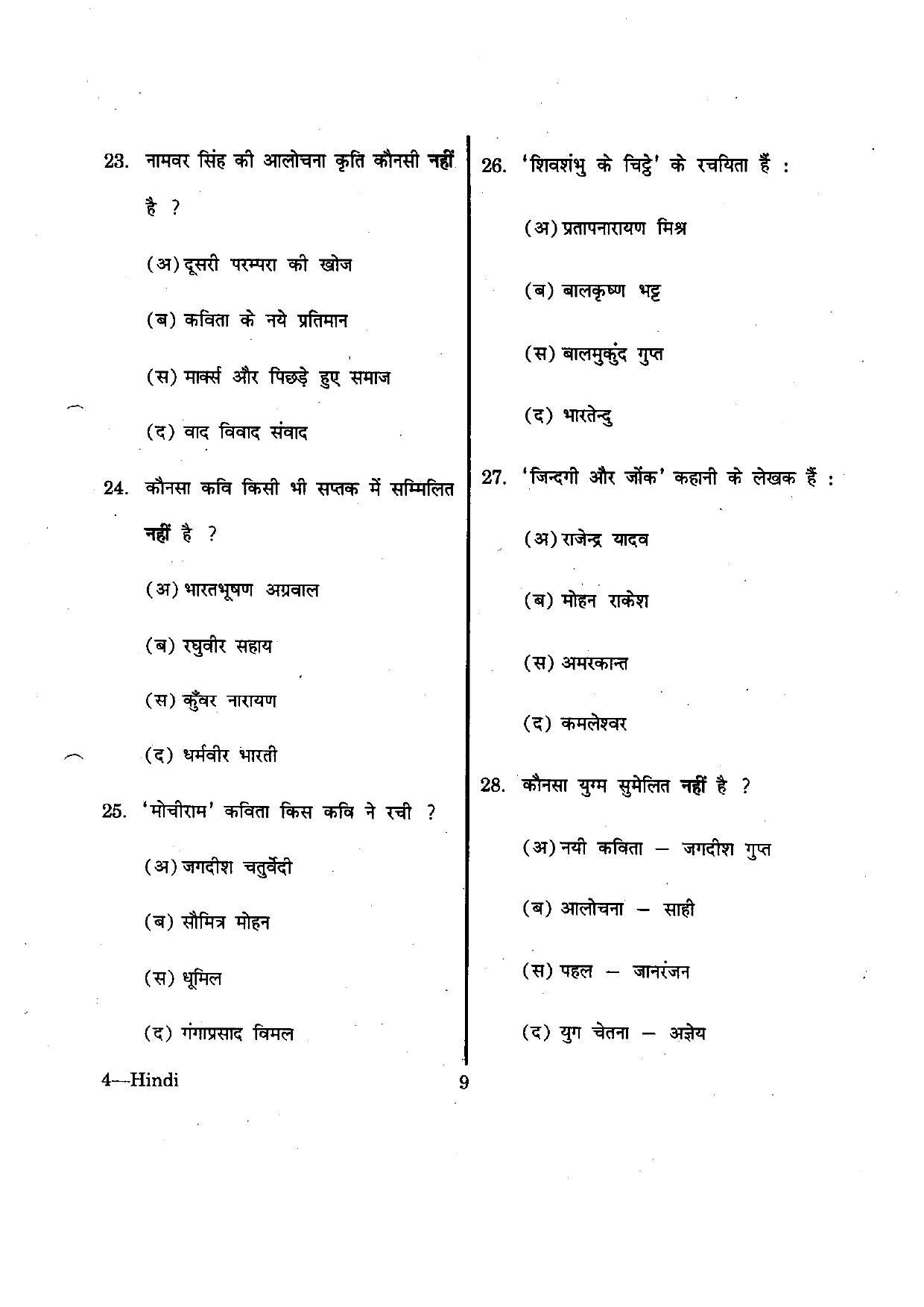 URATPG Hindi 2012 Question Paper - Page 9
