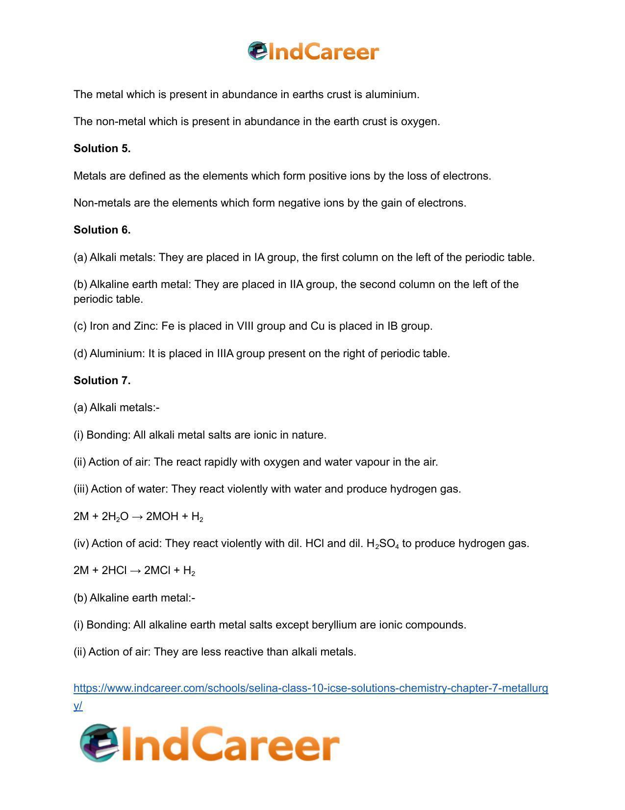 Selina Class 10 ICSE Solutions Chemistry : Chapter 7- Metallurgy - Page 3