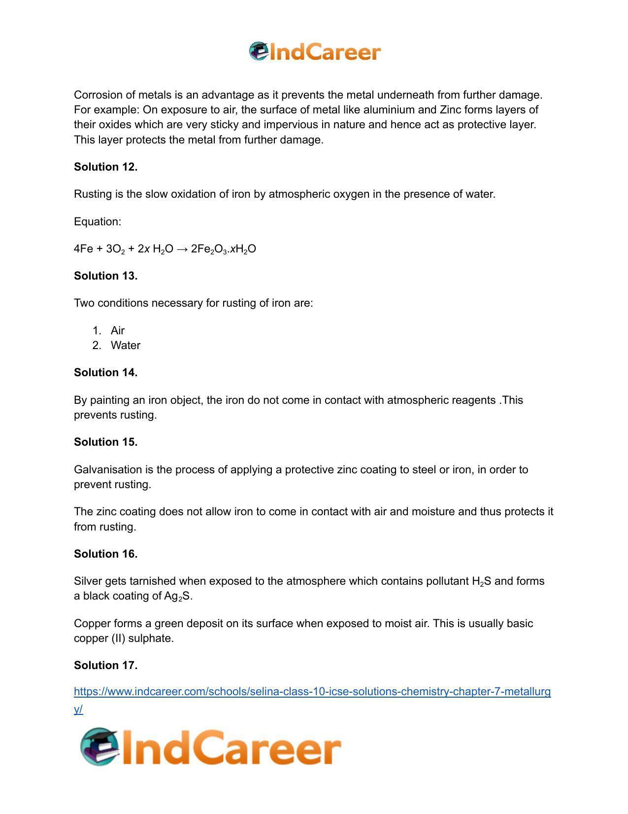 Selina Class 10 ICSE Solutions Chemistry : Chapter 7- Metallurgy - Page 10