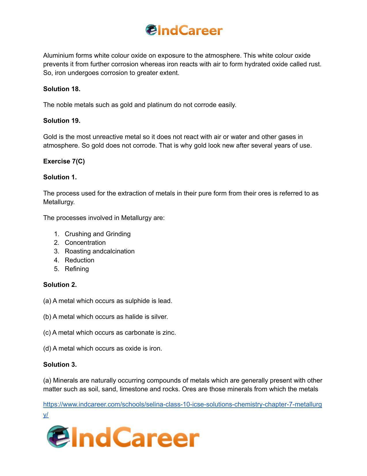 Selina Class 10 ICSE Solutions Chemistry : Chapter 7- Metallurgy - Page 11