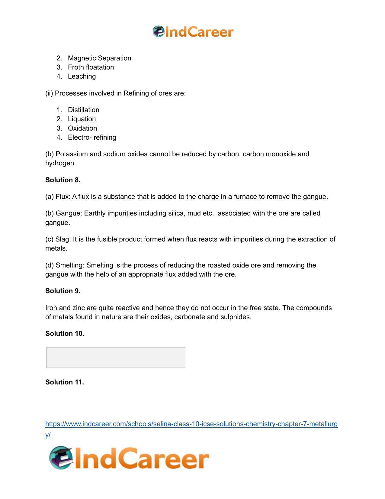 Selina Class 10 ICSE Solutions Chemistry : Chapter 7- Metallurgy - Page 13
