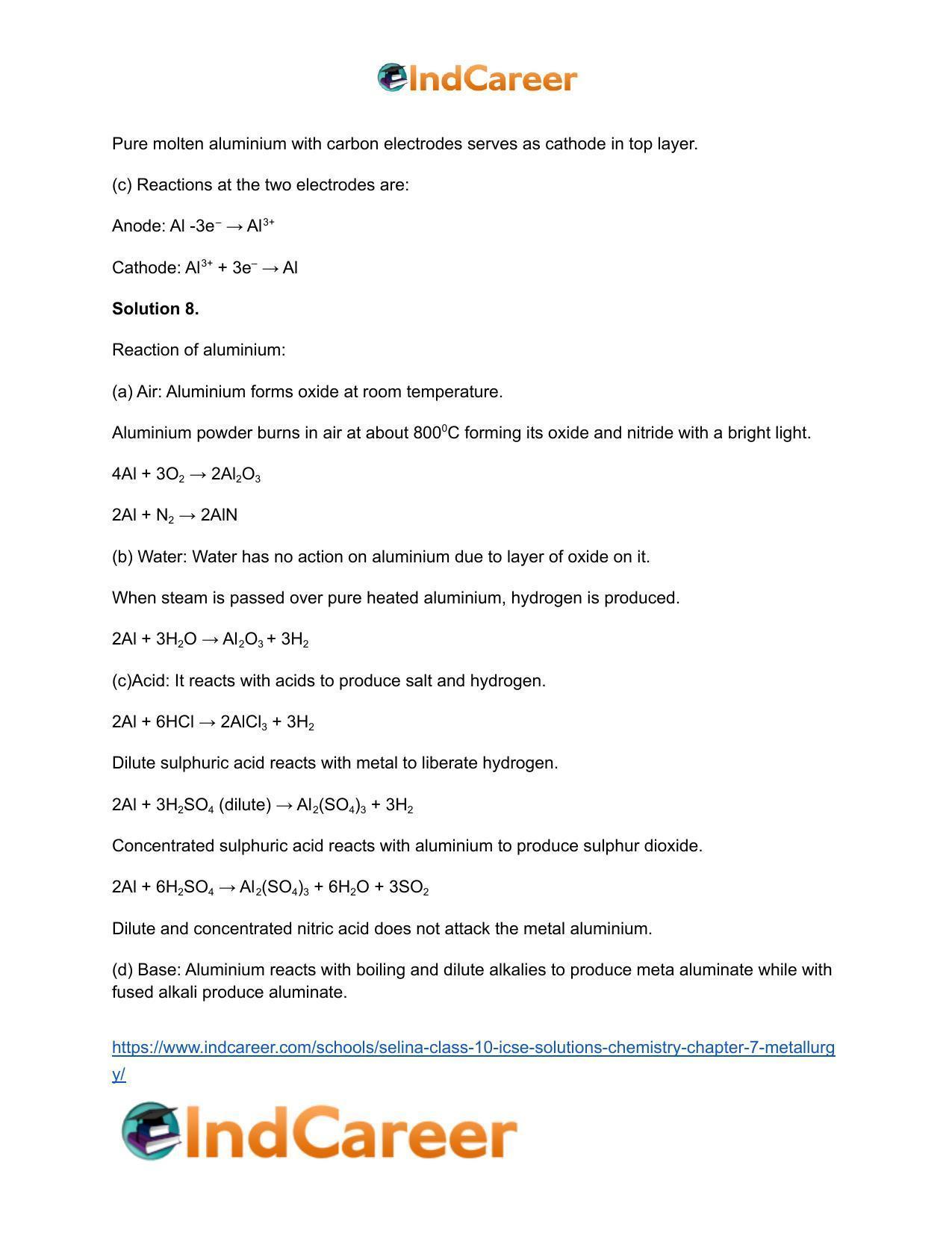 Selina Class 10 ICSE Solutions Chemistry : Chapter 7- Metallurgy - Page 17