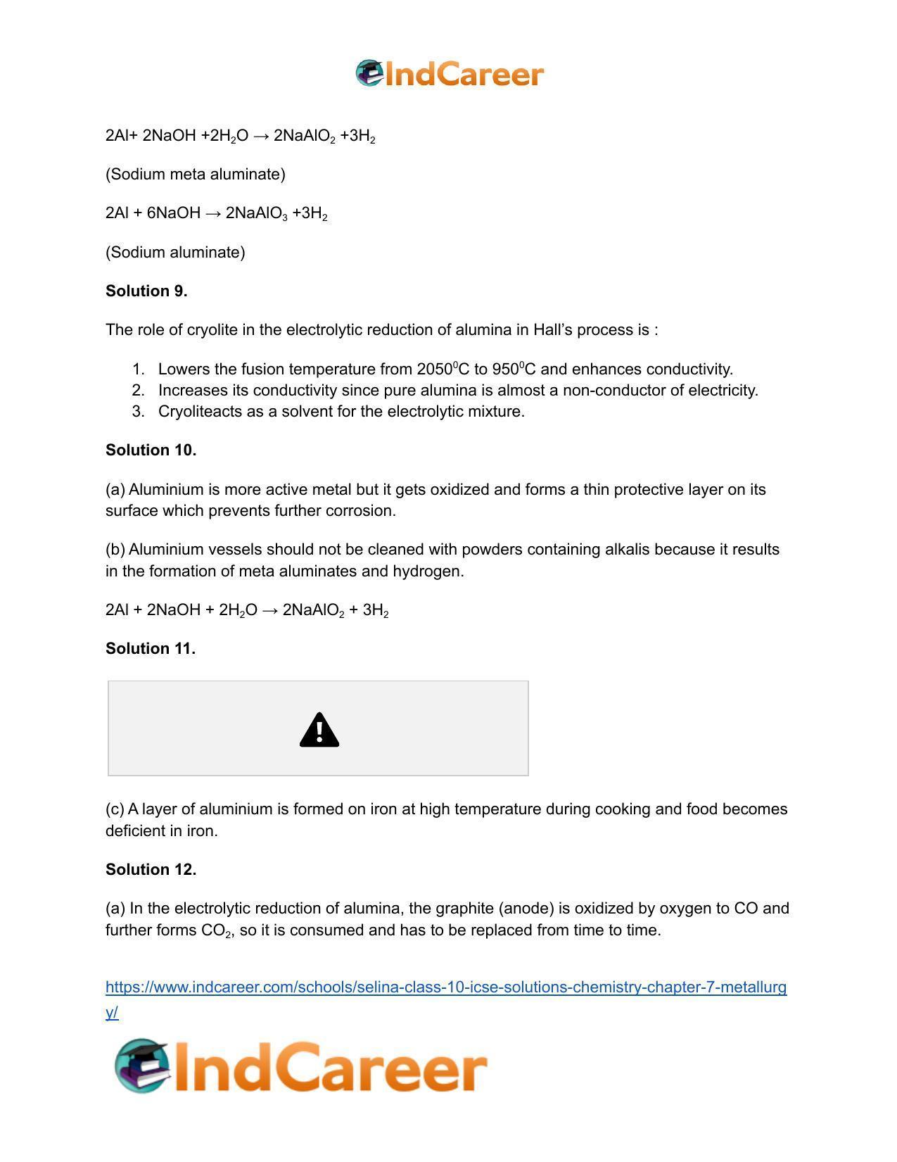 Selina Class 10 ICSE Solutions Chemistry : Chapter 7- Metallurgy - Page 18