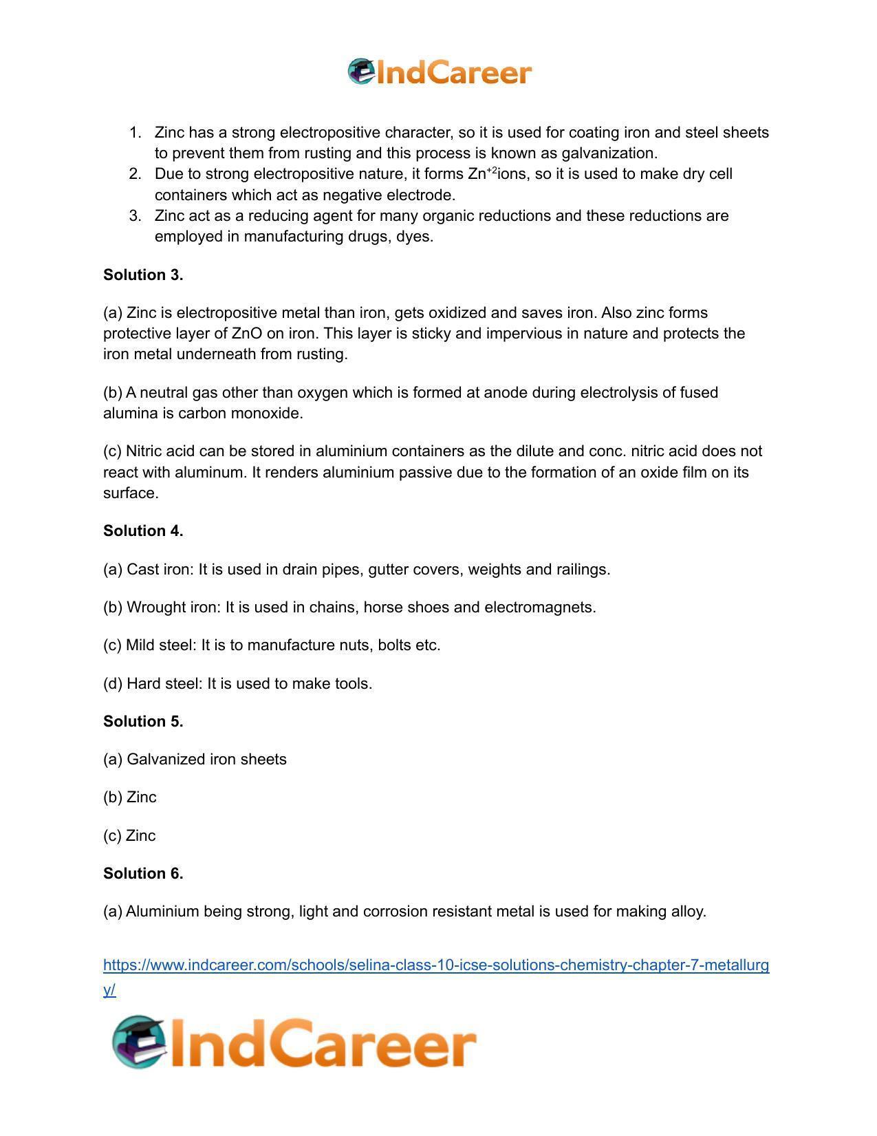 Selina Class 10 ICSE Solutions Chemistry : Chapter 7- Metallurgy - Page 21
