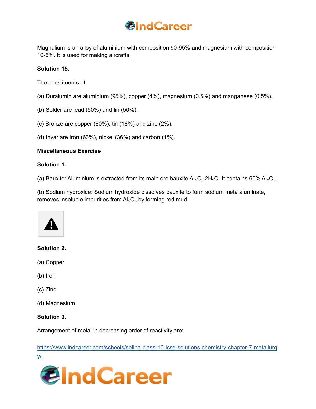 Selina Class 10 ICSE Solutions Chemistry : Chapter 7- Metallurgy - Page 24