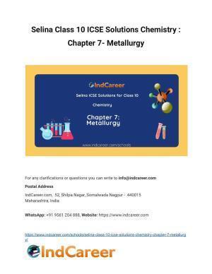 Selina Class 10 ICSE Solutions Chemistry : Chapter 7- Metallurgy