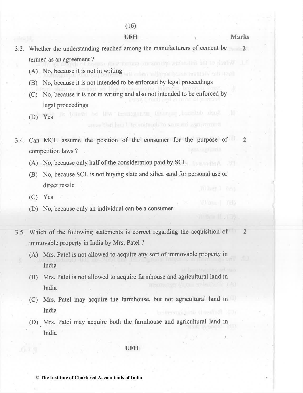 CA Final Dec 2021 Question Paper - Paper 6D – Economic Laws - Page 16