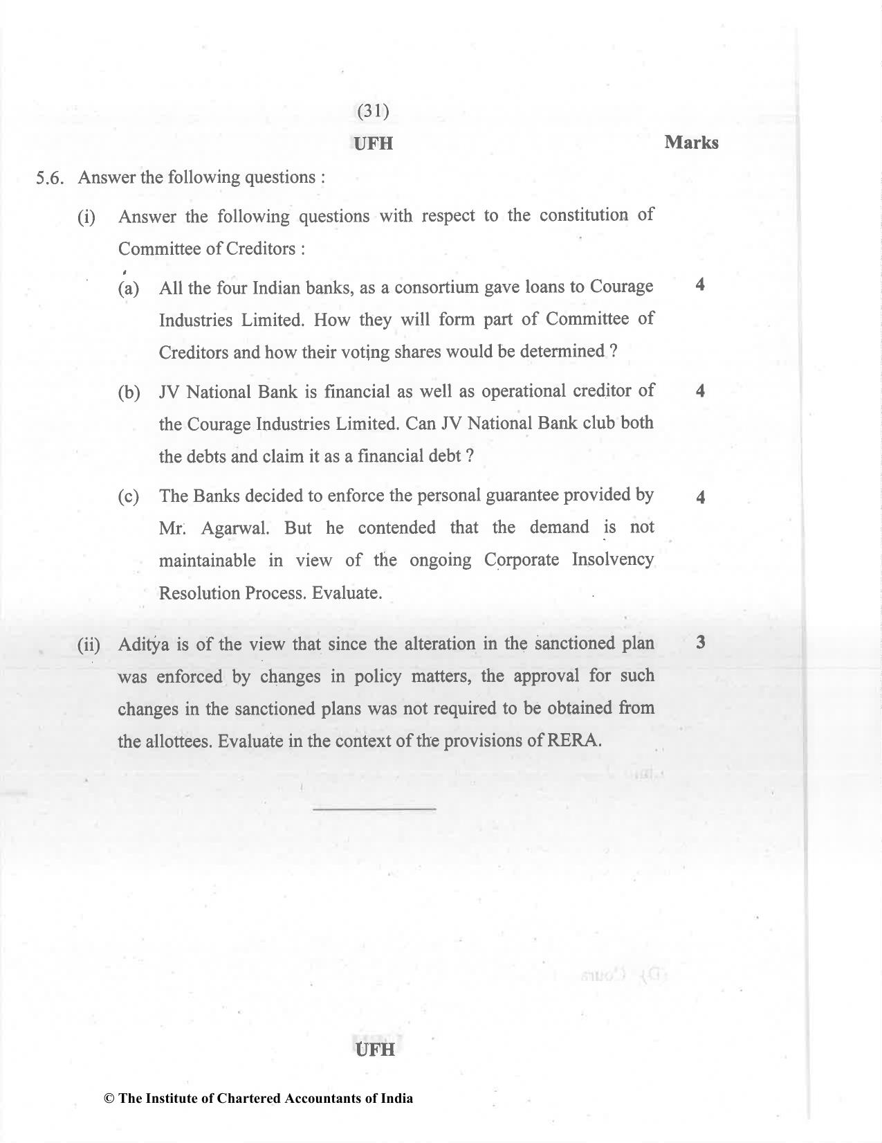 CA Final Dec 2021 Question Paper - Paper 6D – Economic Laws - Page 31
