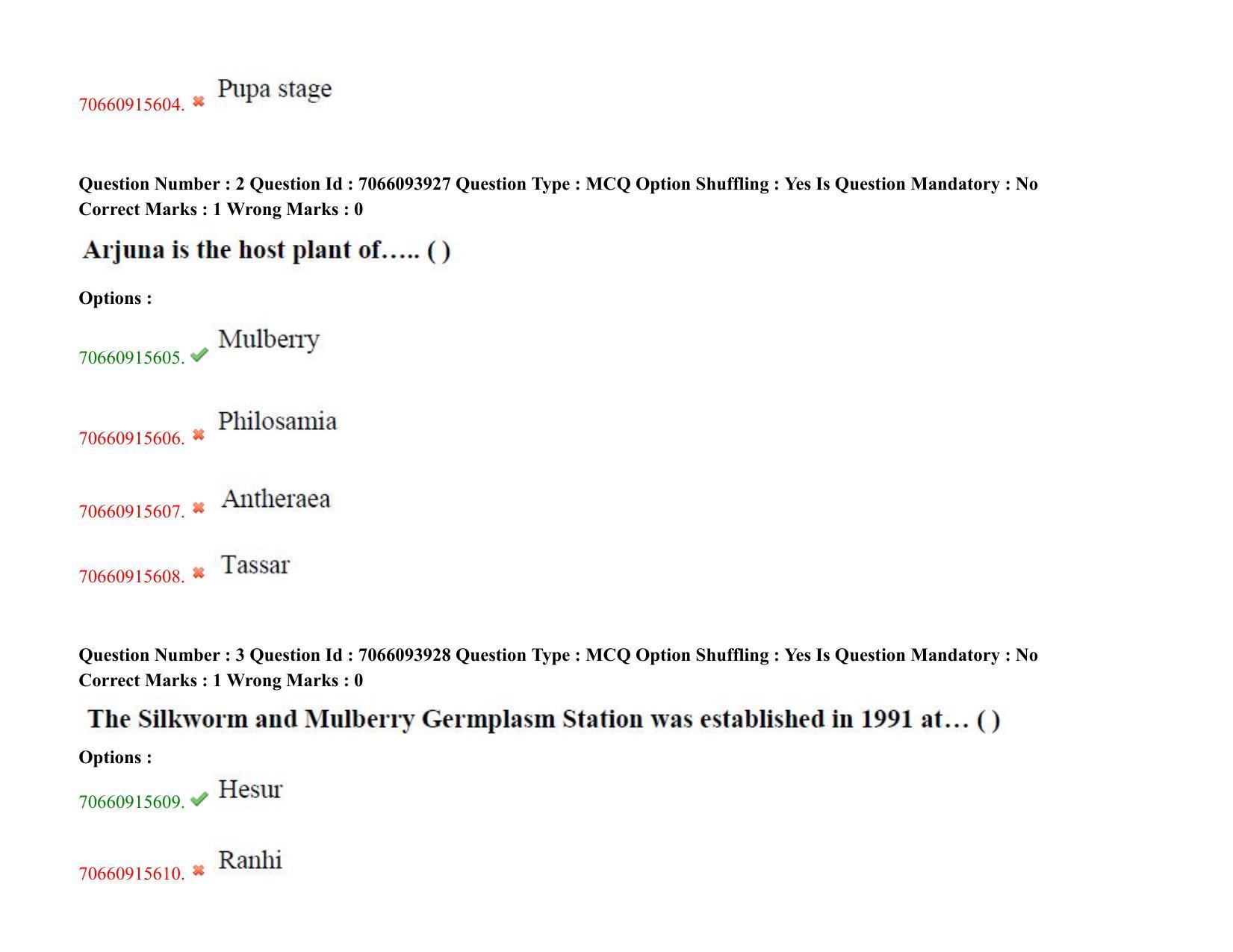 TS CPGET 2020 PGD in Sericulture (Shift 2) Question Paper with Answer Key - Page 3