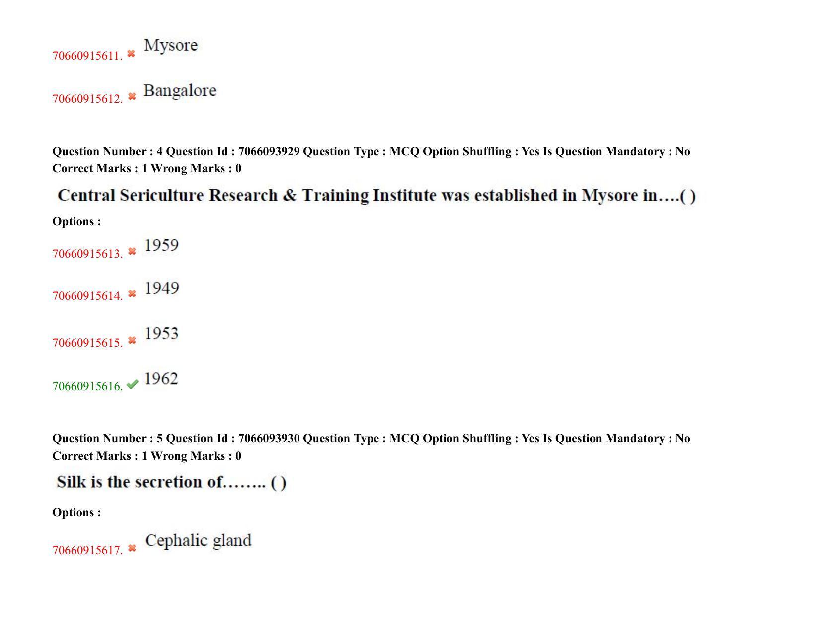 TS CPGET 2020 PGD in Sericulture (Shift 2) Question Paper with Answer Key - Page 4