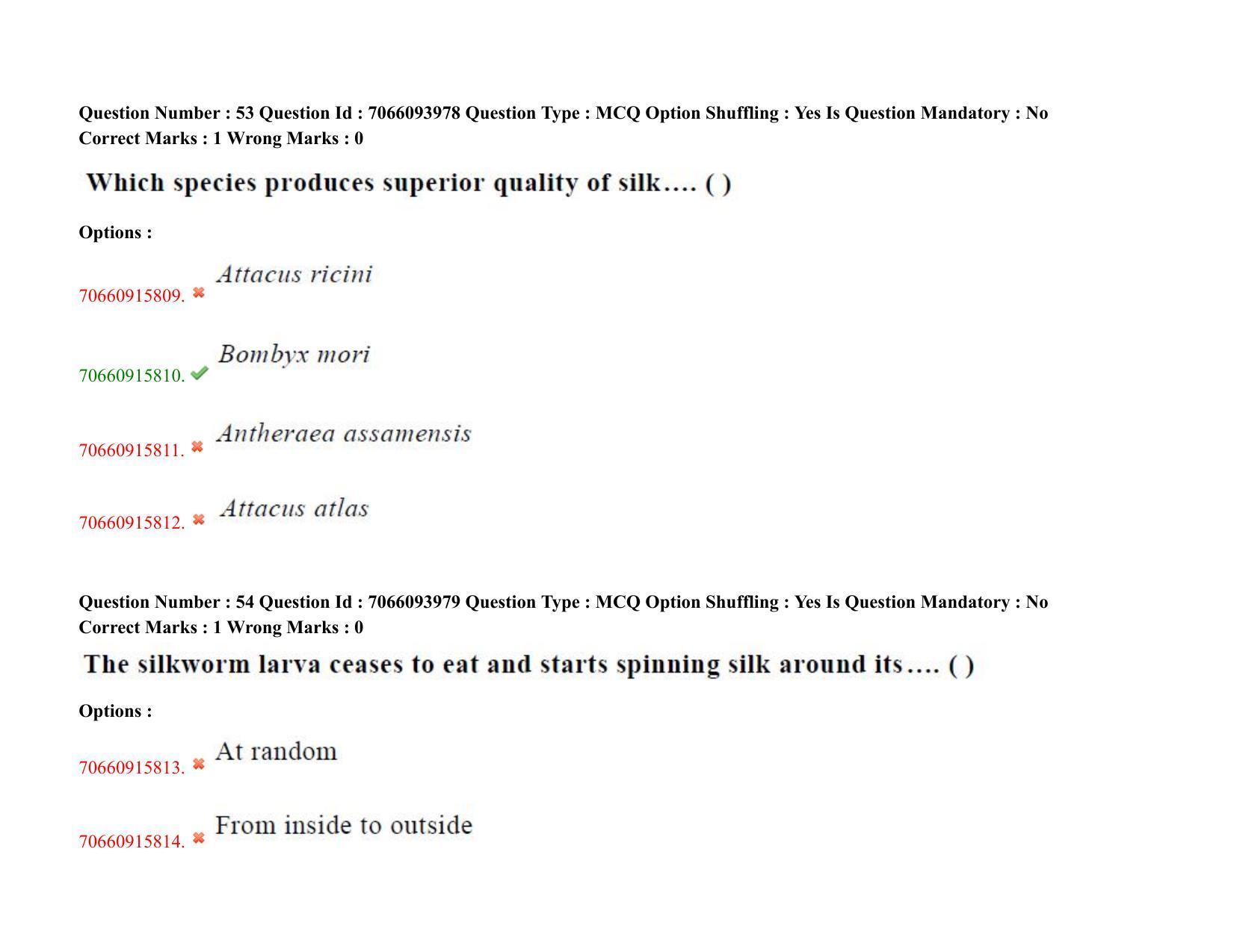 TS CPGET 2020 PGD in Sericulture (Shift 2) Question Paper with Answer Key - Page 34