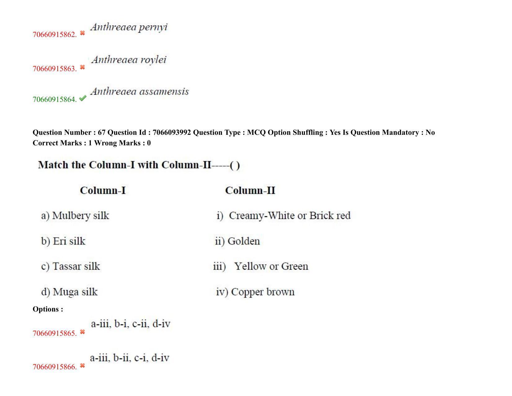 TS CPGET 2020 PGD in Sericulture (Shift 2) Question Paper with Answer Key - Page 42