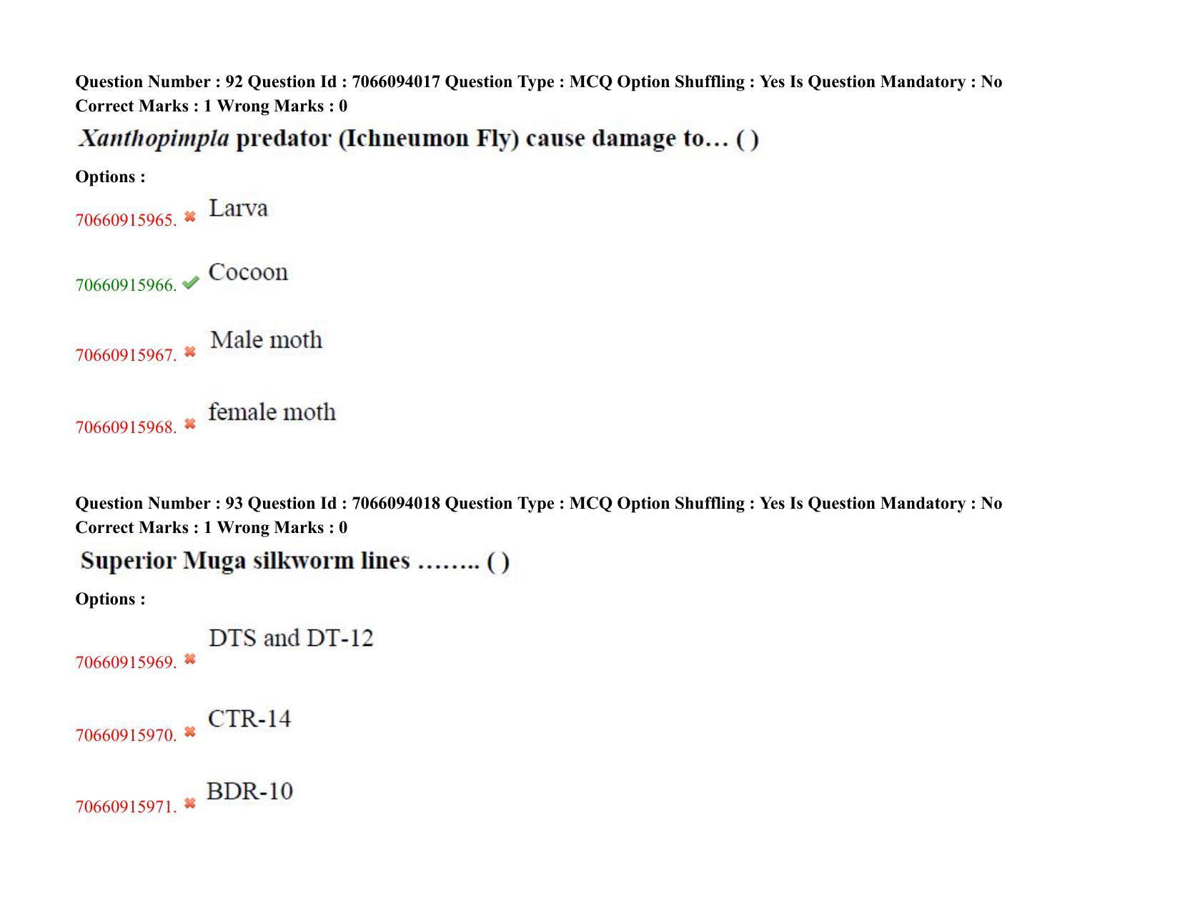 TS CPGET 2020 PGD in Sericulture (Shift 2) Question Paper with Answer Key - Page 58