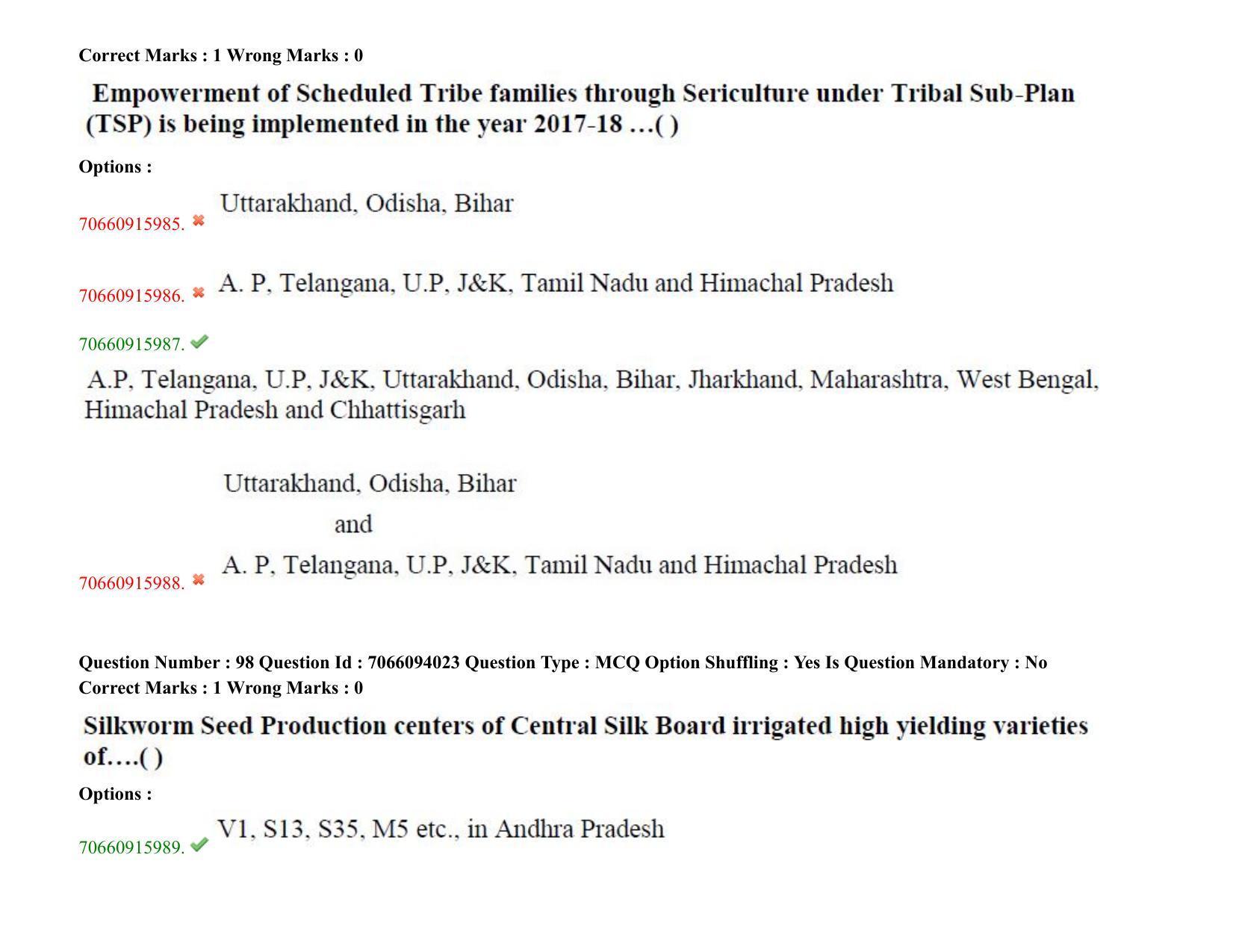 TS CPGET 2020 PGD in Sericulture (Shift 2) Question Paper with Answer Key - Page 61