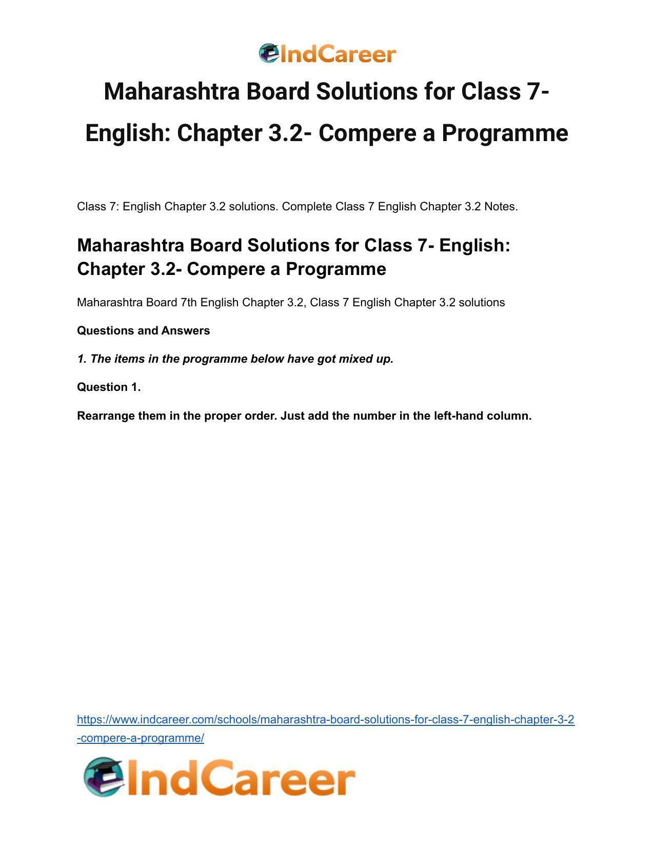 Maharashtra Board Solutions for Class 7- English: Chapter 3.2- Compere a Programme - Page 2