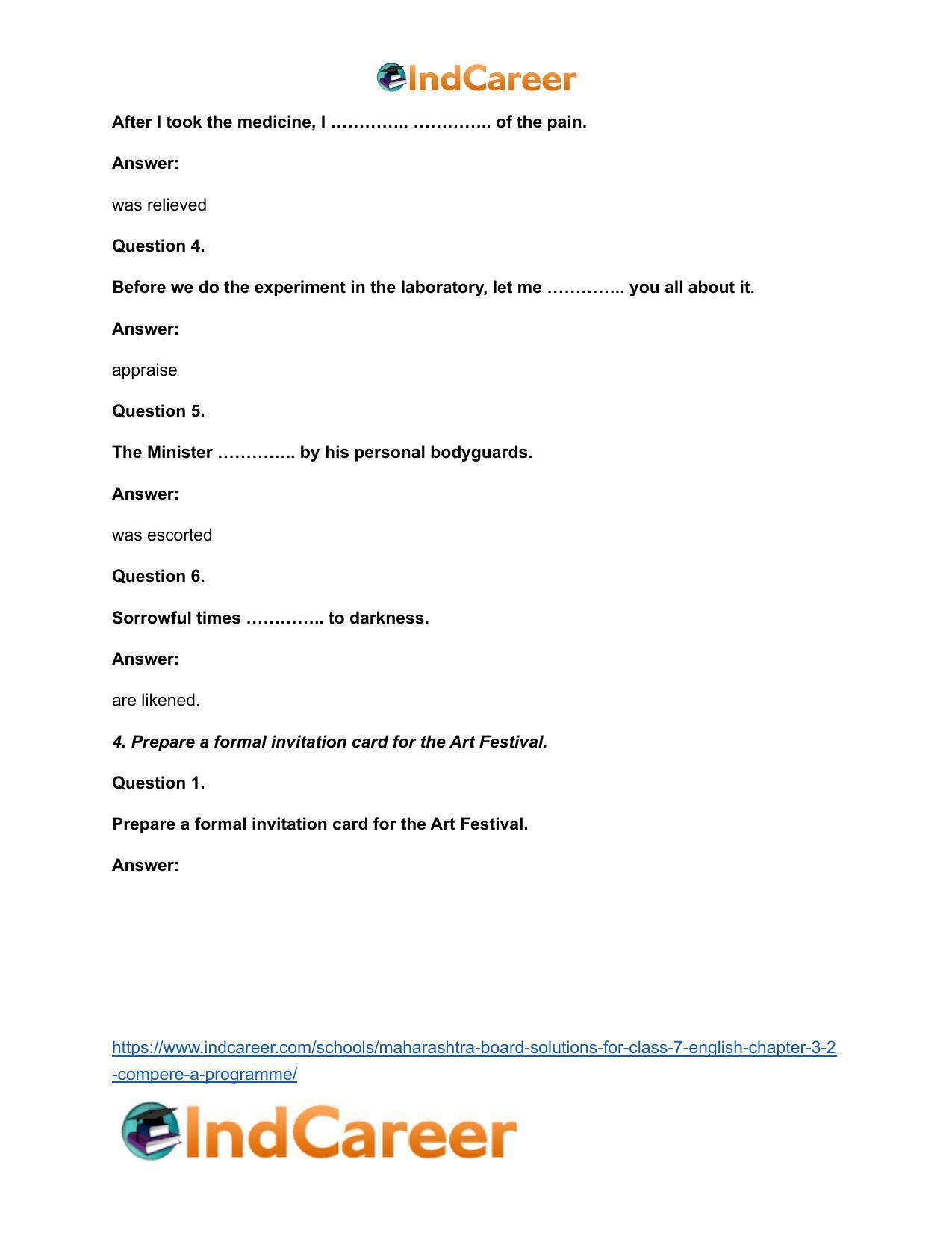 Maharashtra Board Solutions for Class 7- English: Chapter 3.2- Compere a Programme - Page 5