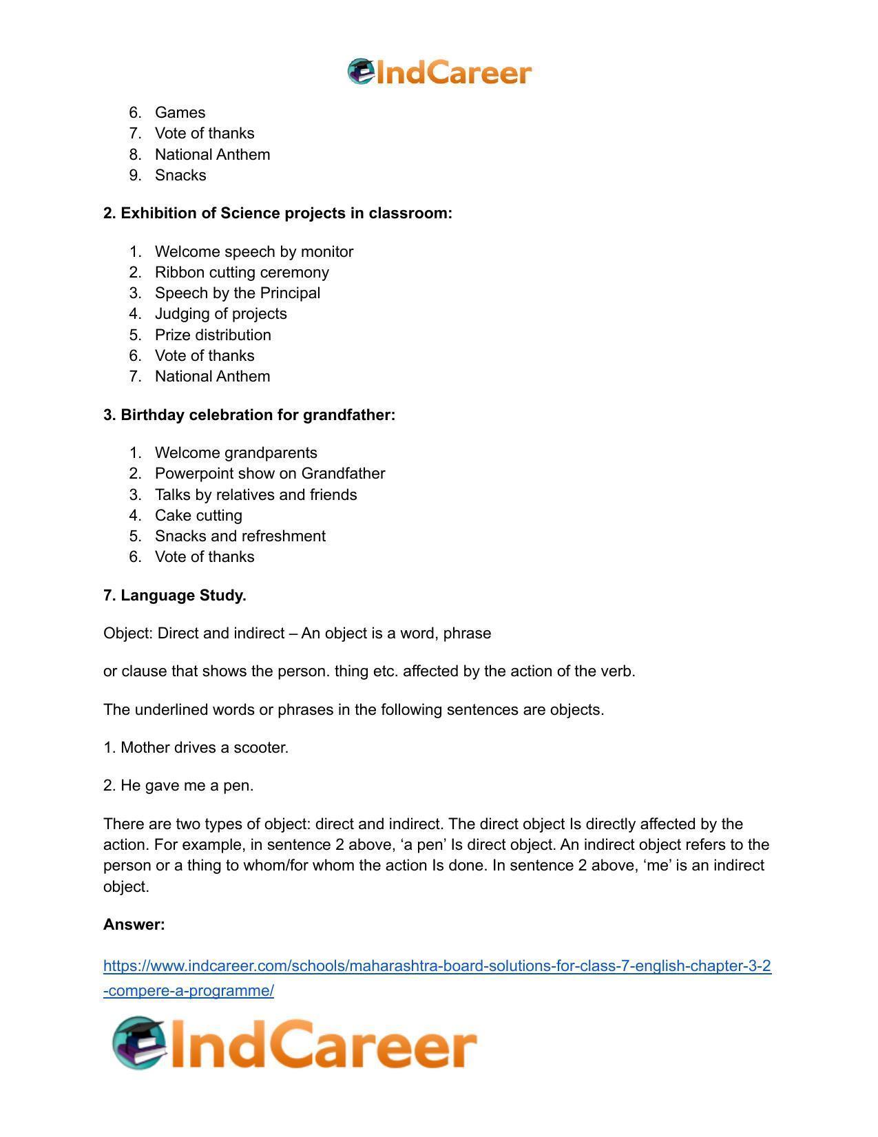 Maharashtra Board Solutions for Class 7- English: Chapter 3.2- Compere a Programme - Page 8