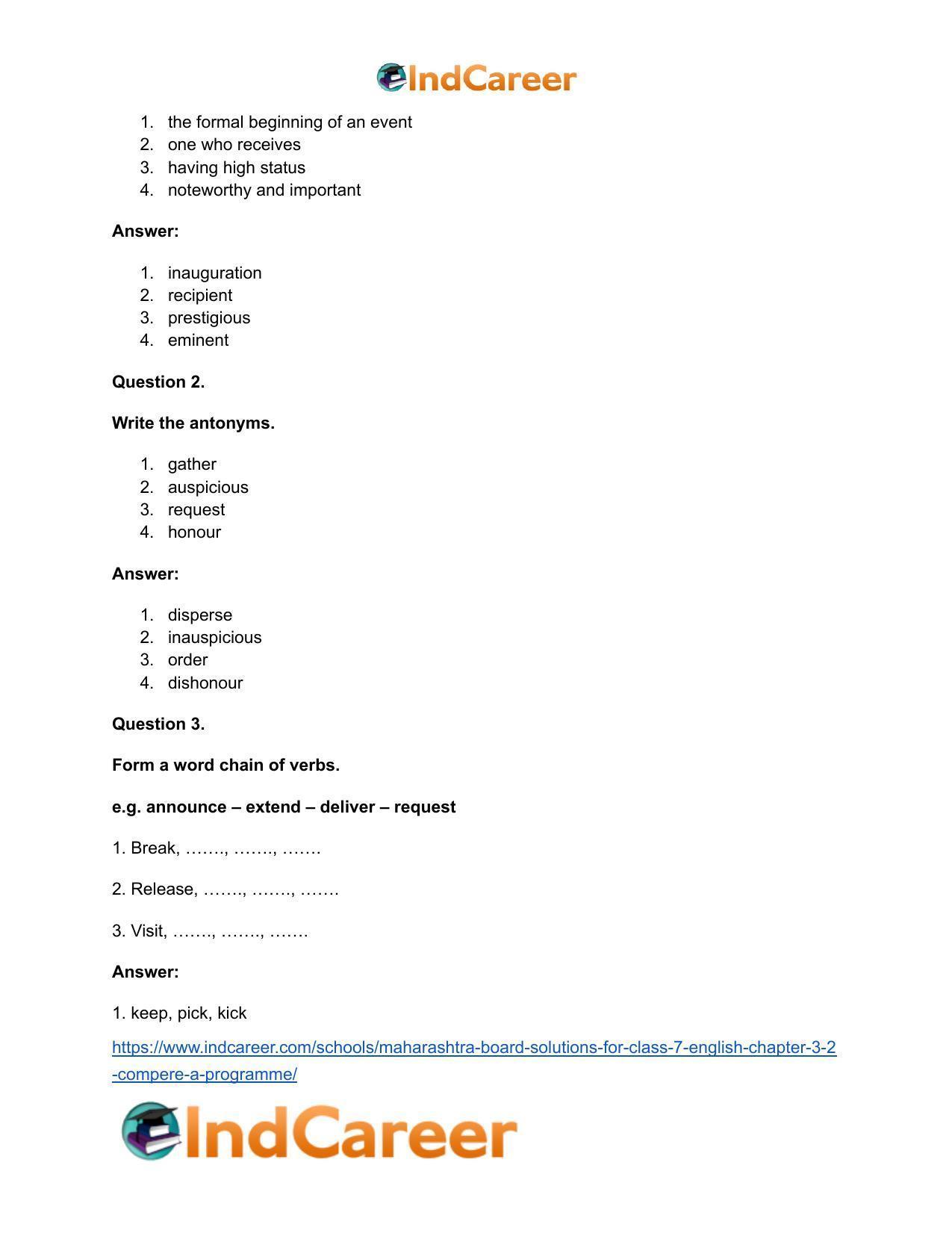 Maharashtra Board Solutions for Class 7- English: Chapter 3.2- Compere a Programme - Page 14