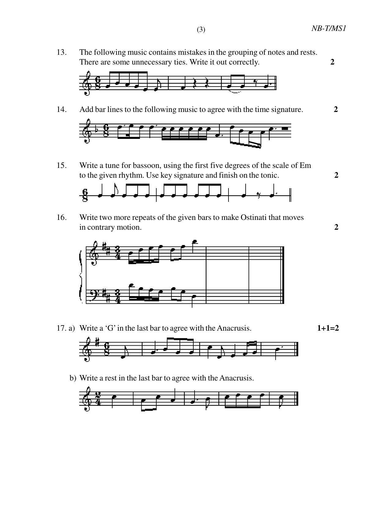 Nagaland Board Class 10 MUSIC 2020 Question Paper - Page 3