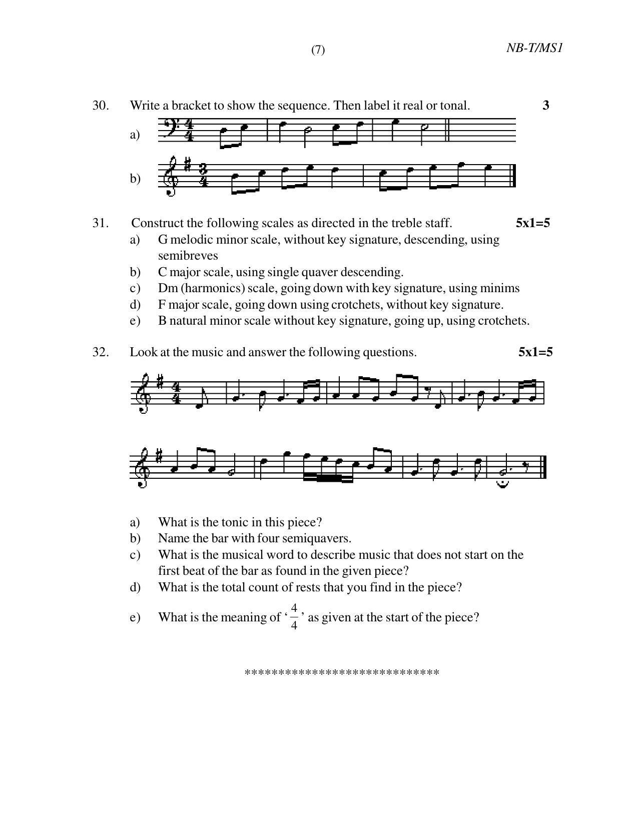 Nagaland Board Class 10 MUSIC 2020 Question Paper - Page 7