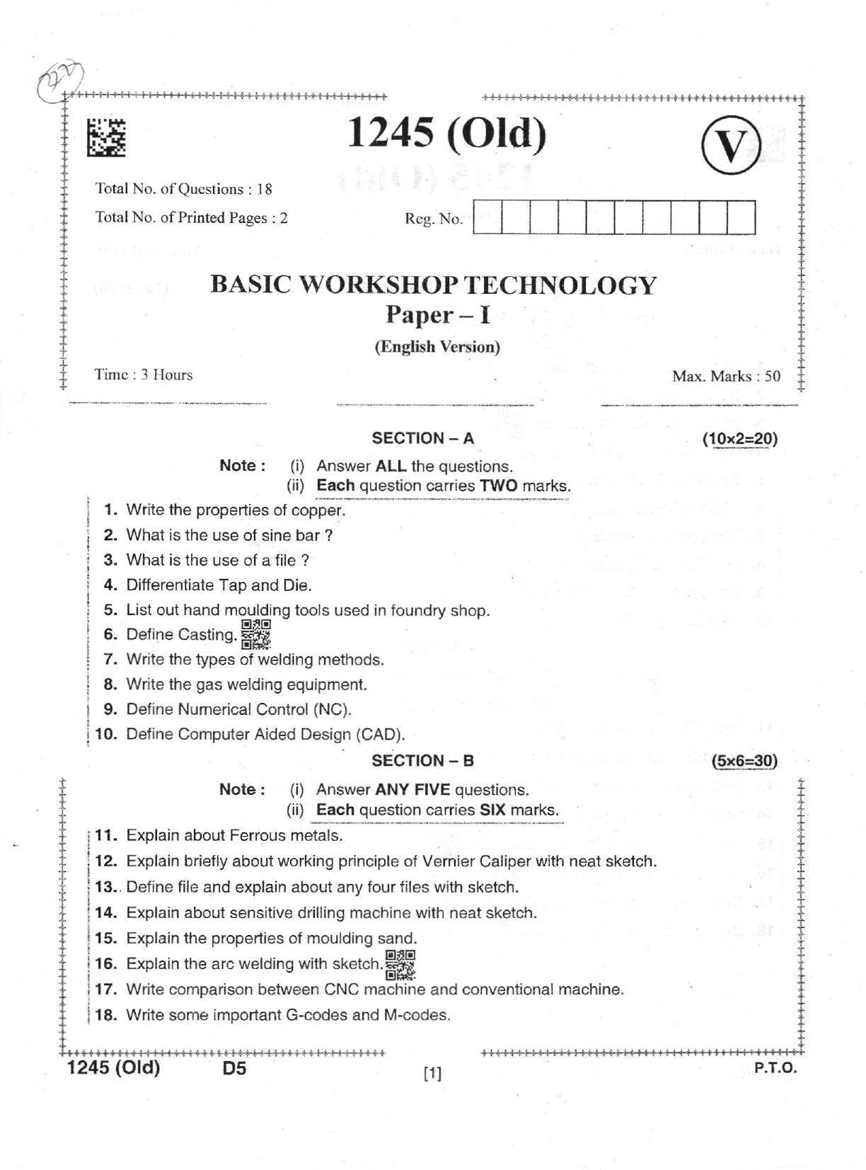AP Intermediate 2nd Year Vocational Question Paper September-2021 - Bio-Chemistry-I - Page 1