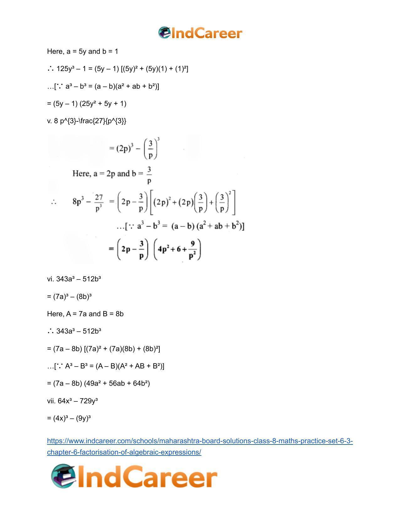Maharashtra Board Solutions Class 8-Maths (Practice Set 6.3): Chapter 6- Factorisation of Algebraic Expressions - Page 4