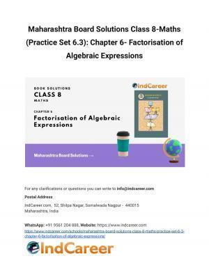Maharashtra Board Solutions Class 8-Maths (Practice Set 6.3): Chapter 6- Factorisation of Algebraic Expressions