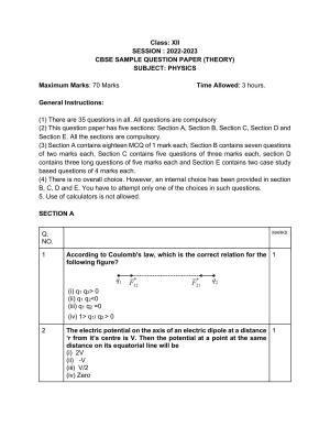 CBSE Class 12 Physics Sample Paper 2023