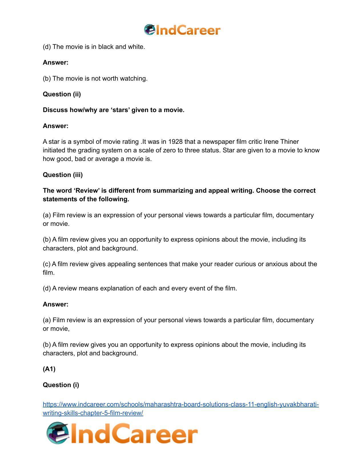 Maharashtra Board Solutions Class 11-English Yuvakbharati (Writing Skills): Chapter 5- Film Review - Page 3