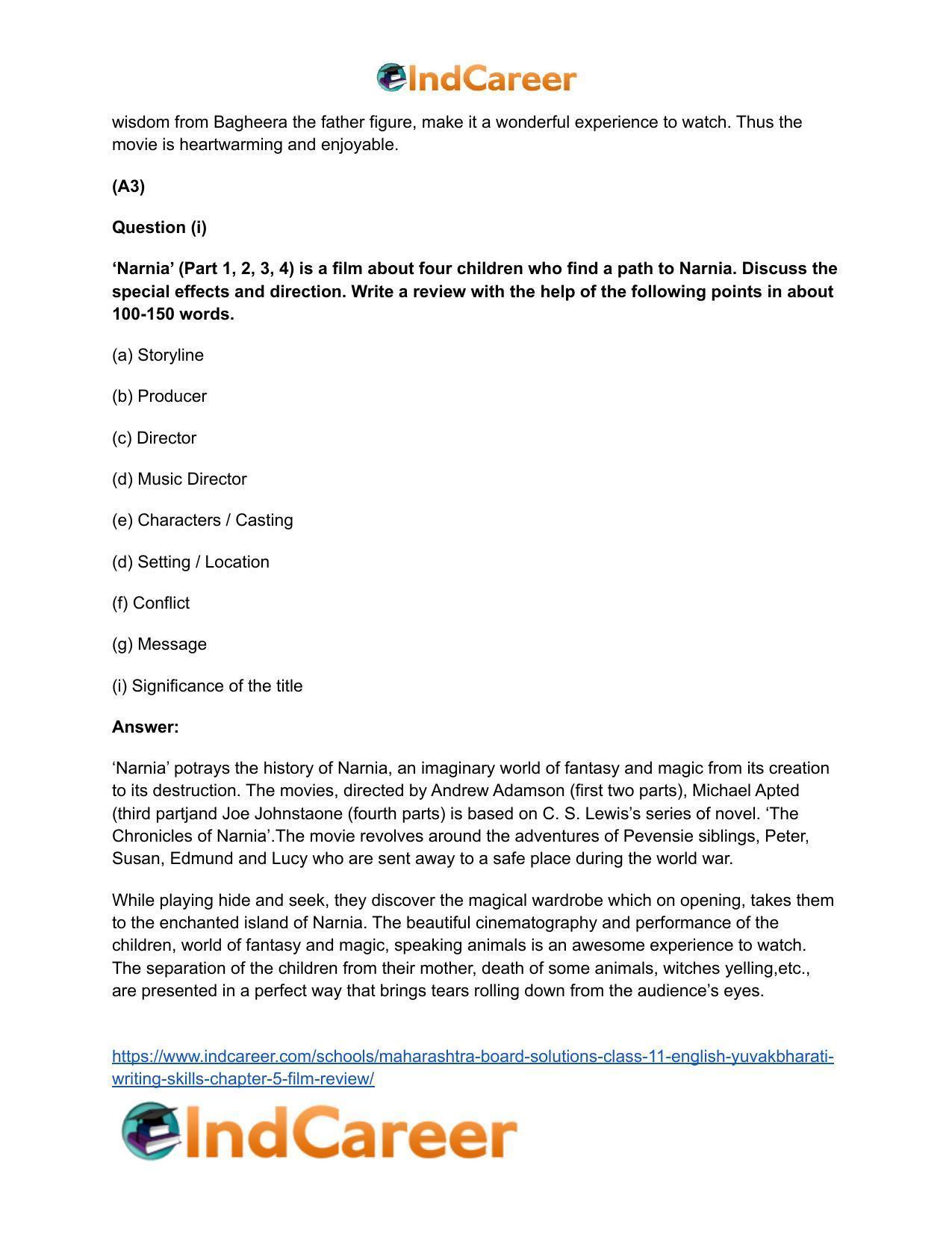 Maharashtra Board Solutions Class 11-English Yuvakbharati (Writing Skills): Chapter 5- Film Review - Page 8
