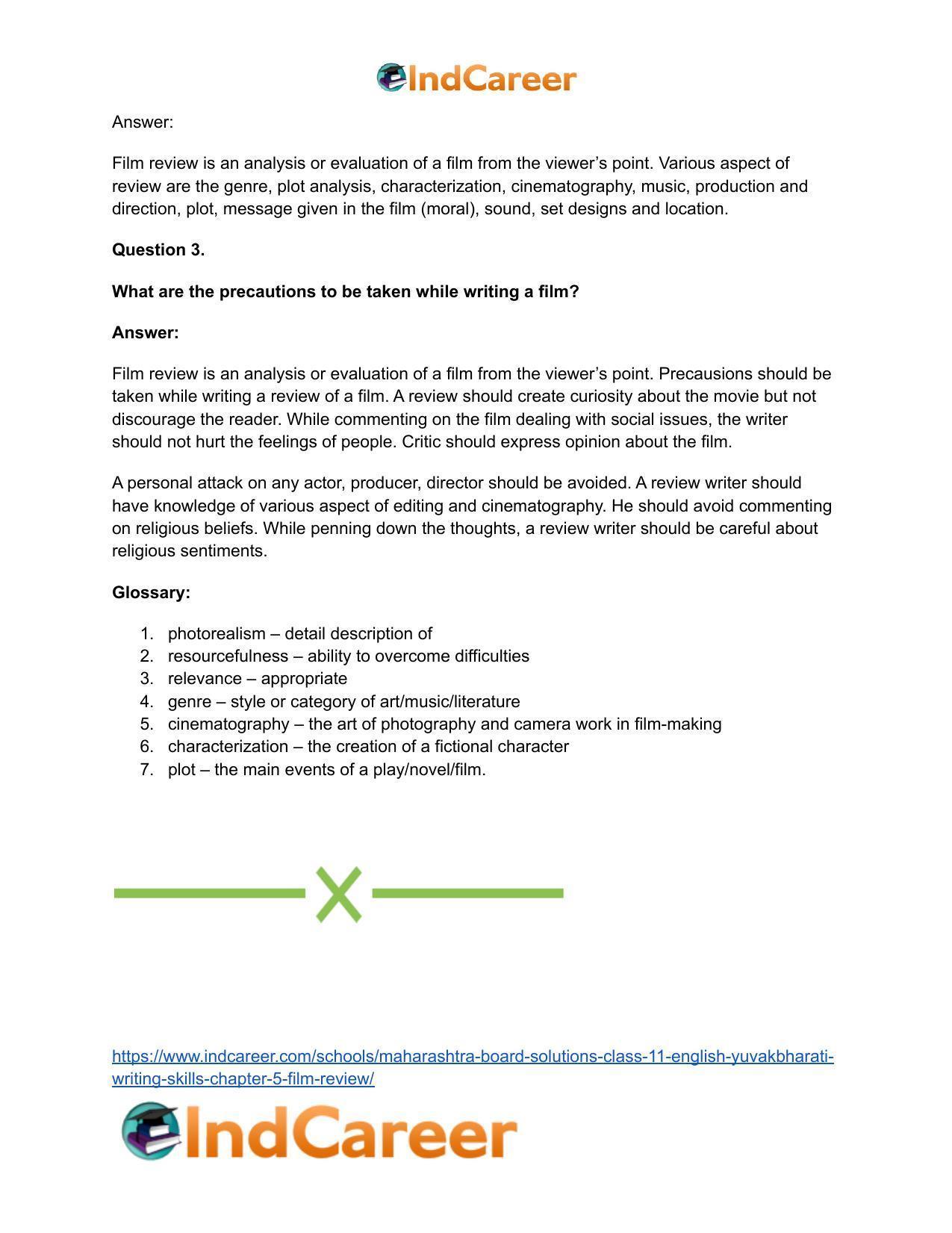 Maharashtra Board Solutions Class 11-English Yuvakbharati (Writing Skills): Chapter 5- Film Review - Page 11