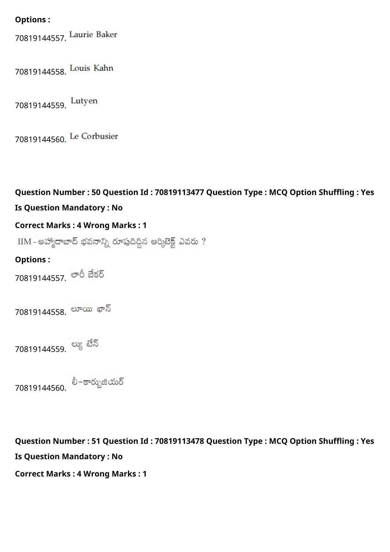 JEE Mains 2021: B Arch & B Planning Telugu (Shift 2) 23-02-2021 Question Paper - Page 55