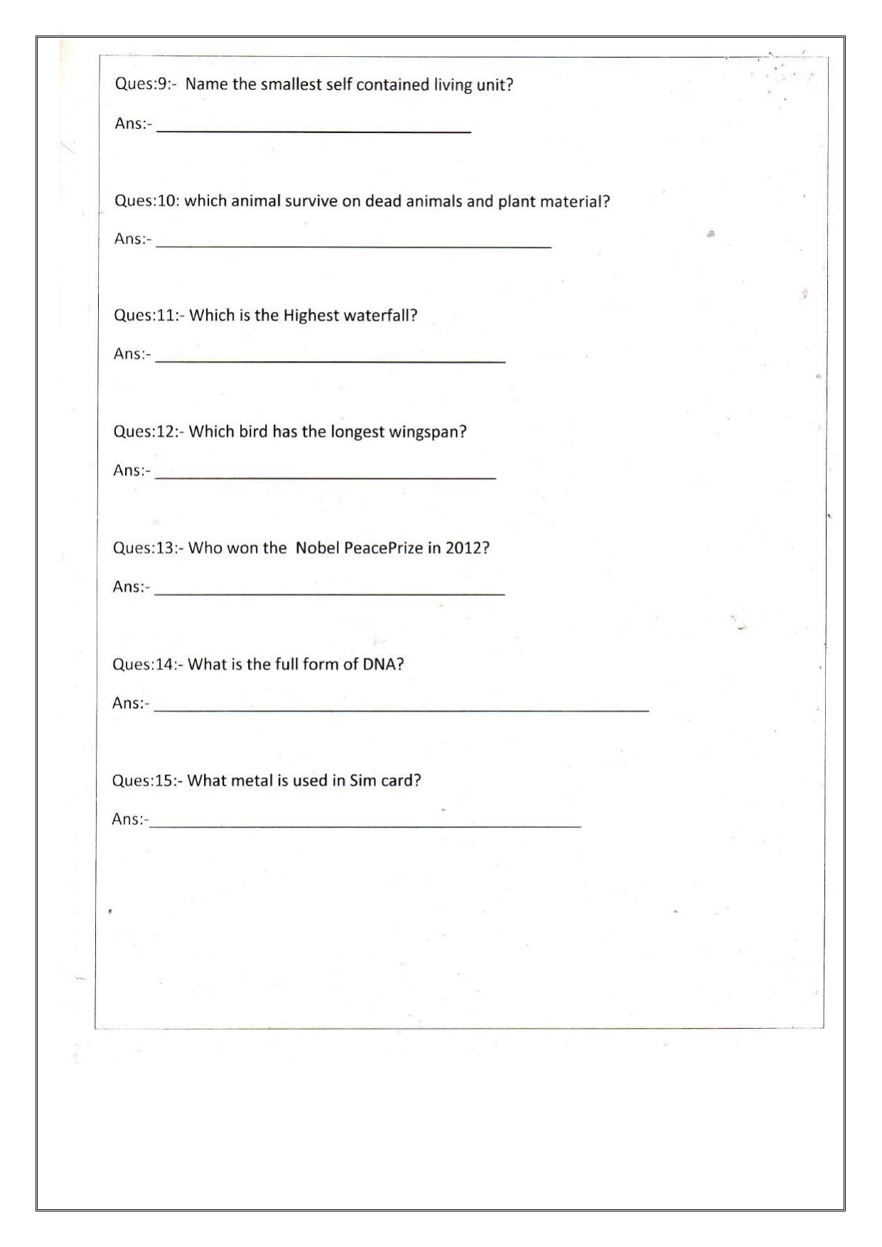 CBSE Worksheets for Class 8 General Knowledge - Page 2