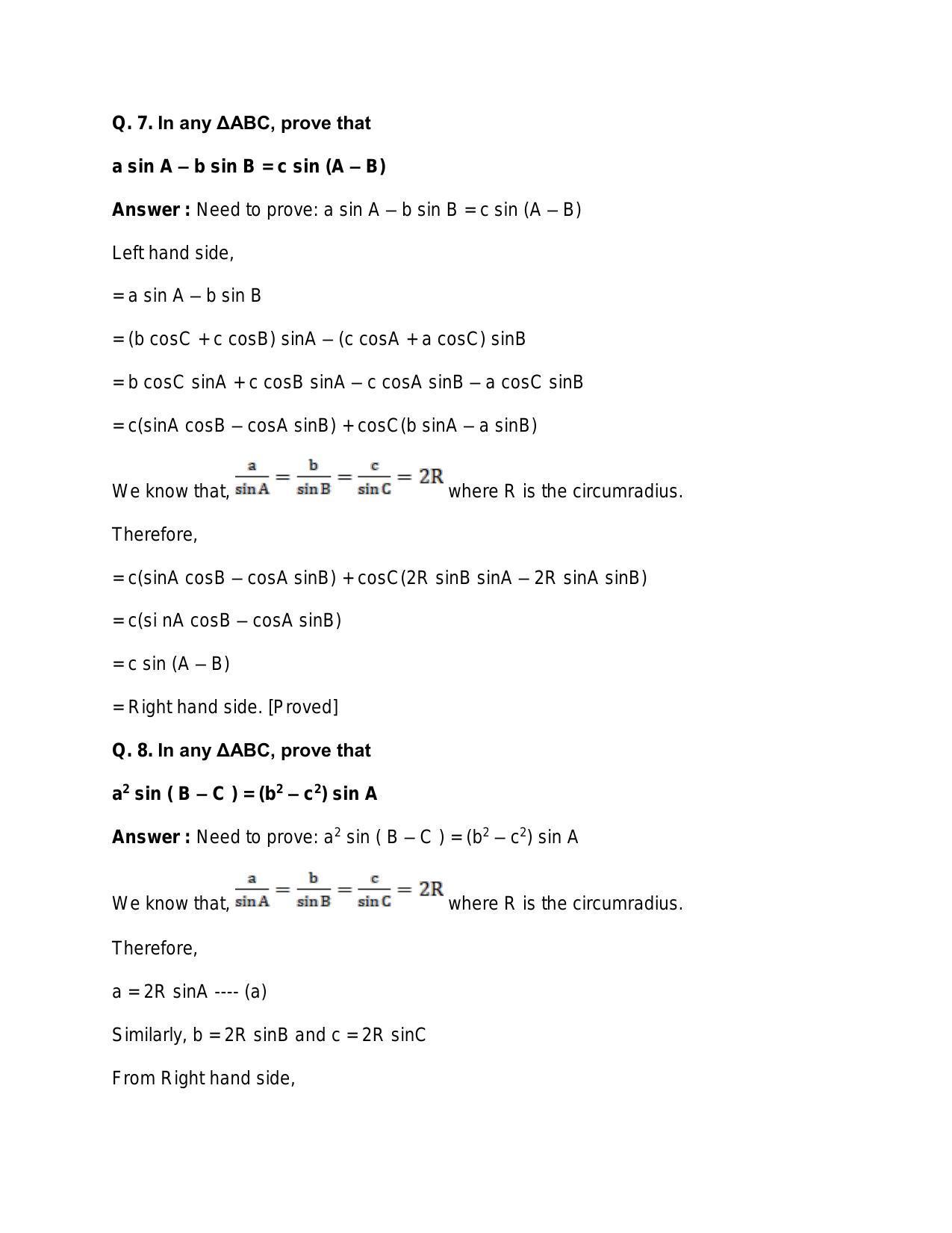 Chapter 18: Solutions of Triangles: RS Aggarwal Class 11 Solutions  - Page 7