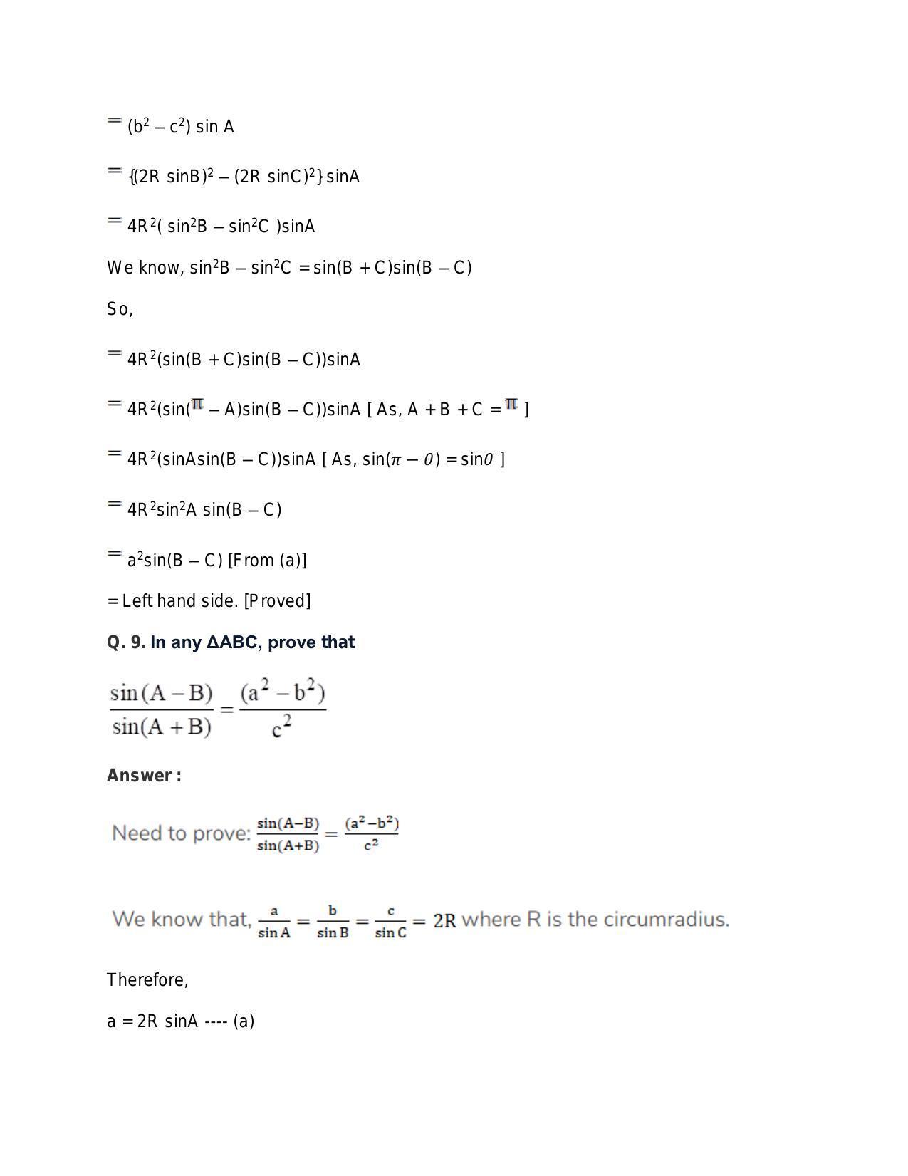 Chapter 18: Solutions of Triangles: RS Aggarwal Class 11 Solutions  - Page 8