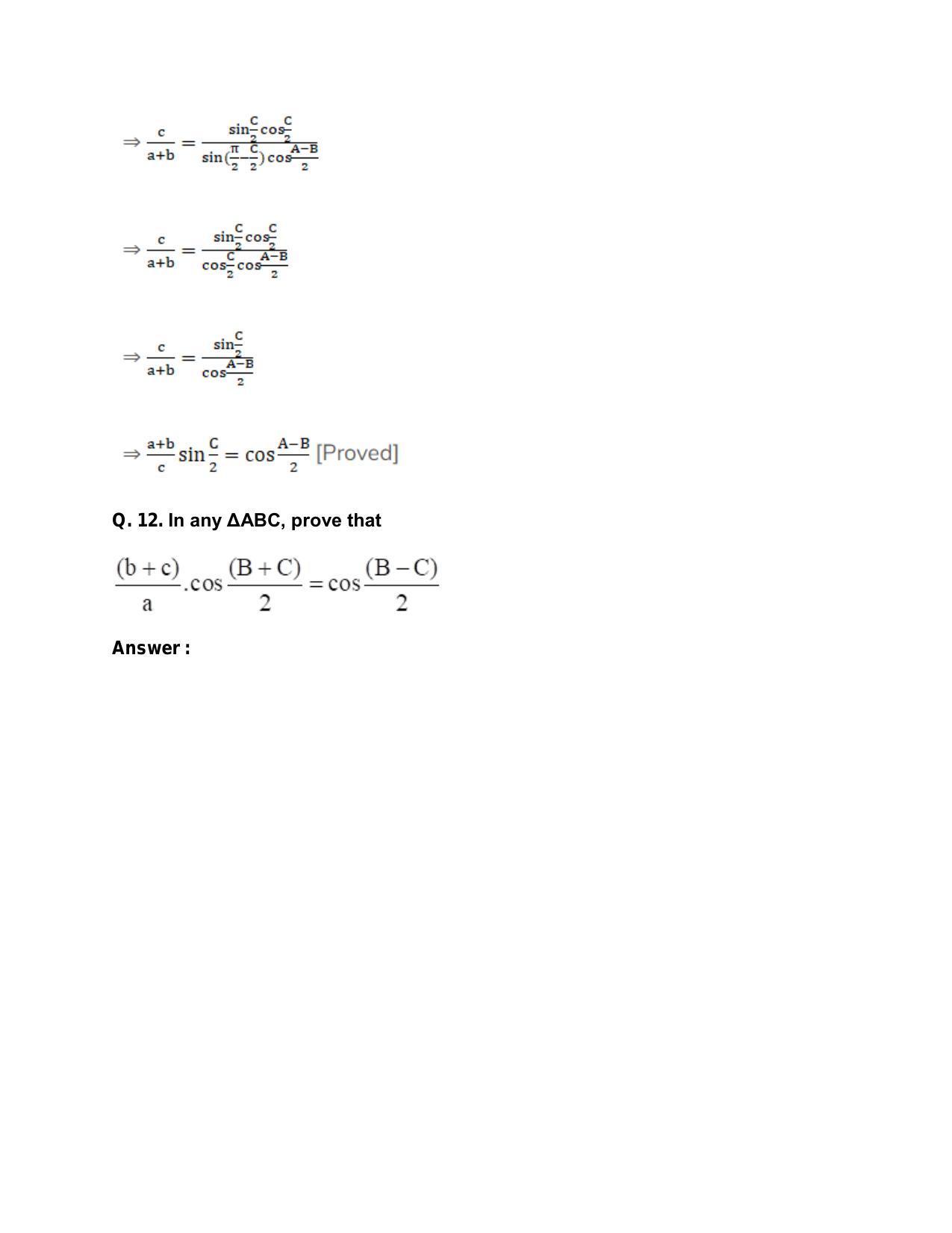 Chapter 18: Solutions of Triangles: RS Aggarwal Class 11 Solutions  - Page 12