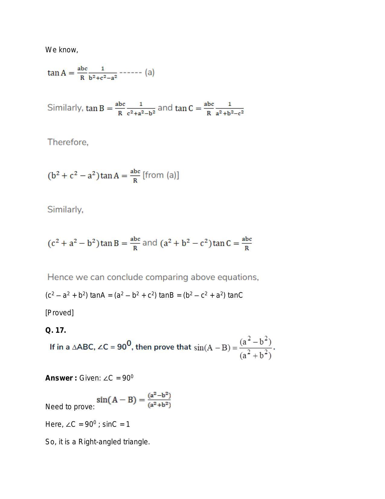 Chapter 18: Solutions of Triangles: RS Aggarwal Class 11 Solutions  - Page 18