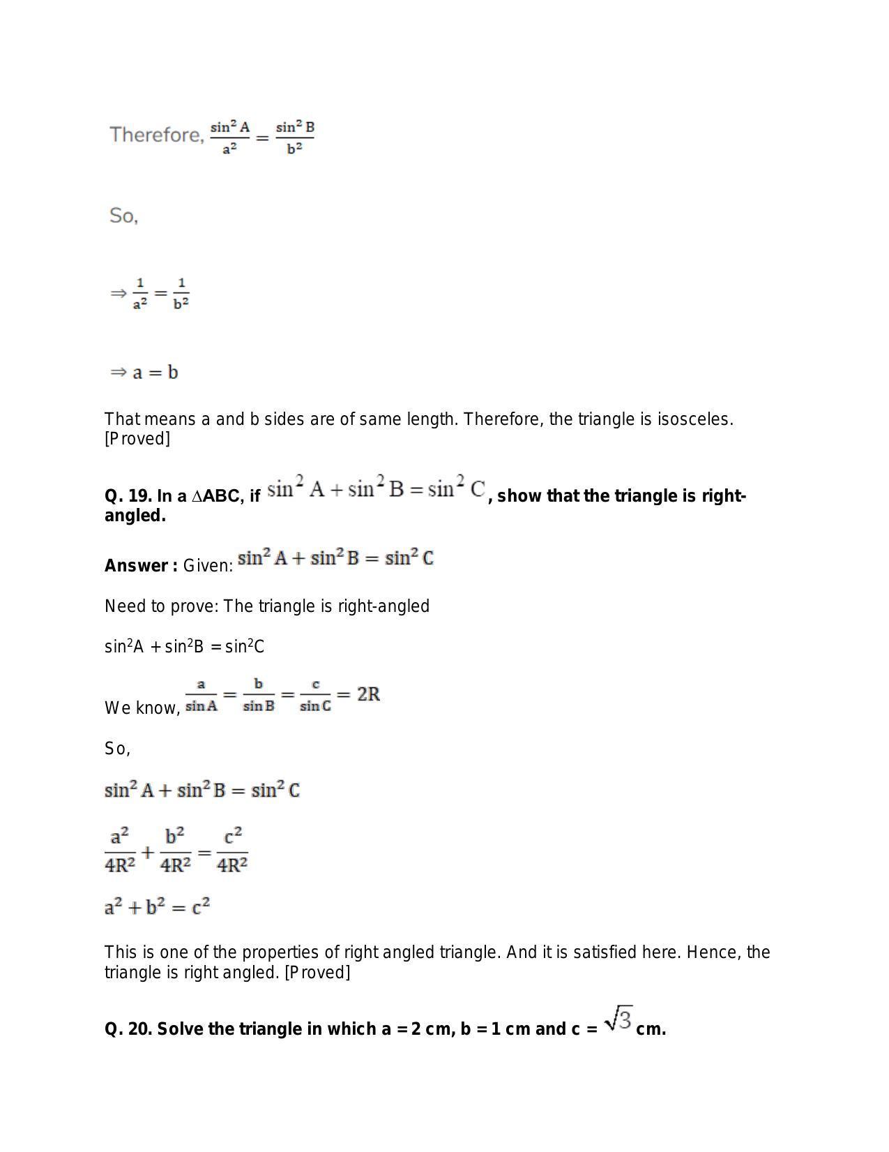 Chapter 18: Solutions of Triangles: RS Aggarwal Class 11 Solutions  - Page 21