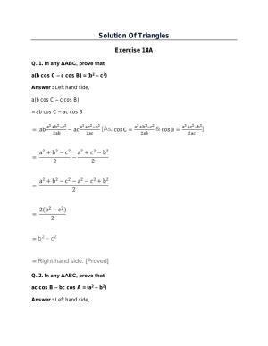 Chapter 18: Solutions of Triangles: RS Aggarwal Class 11 Solutions 
