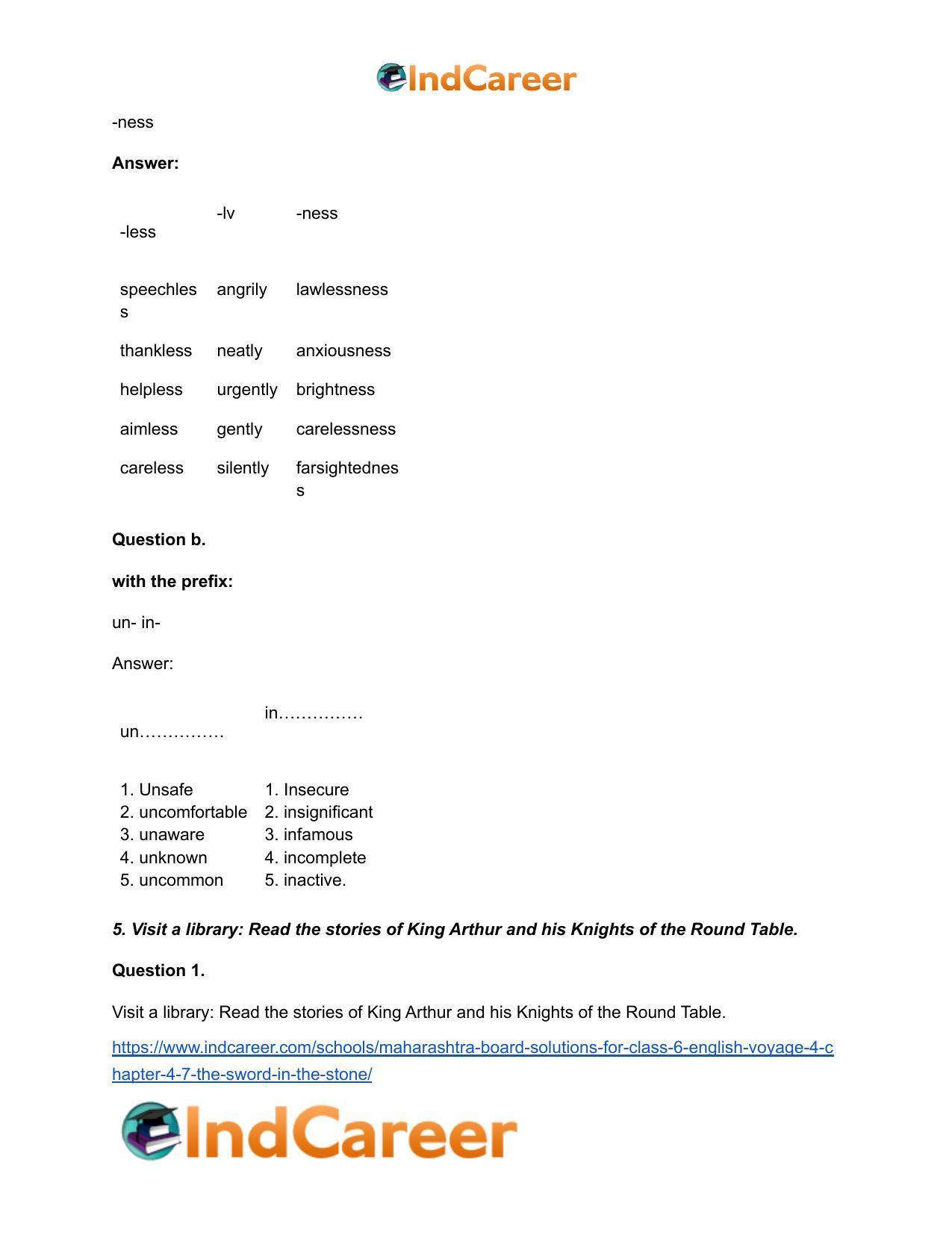 Maharashtra Board Solutions for Class 6- English (Voyage 4): Chapter 4.7- The Sword in the Stone - Page 6